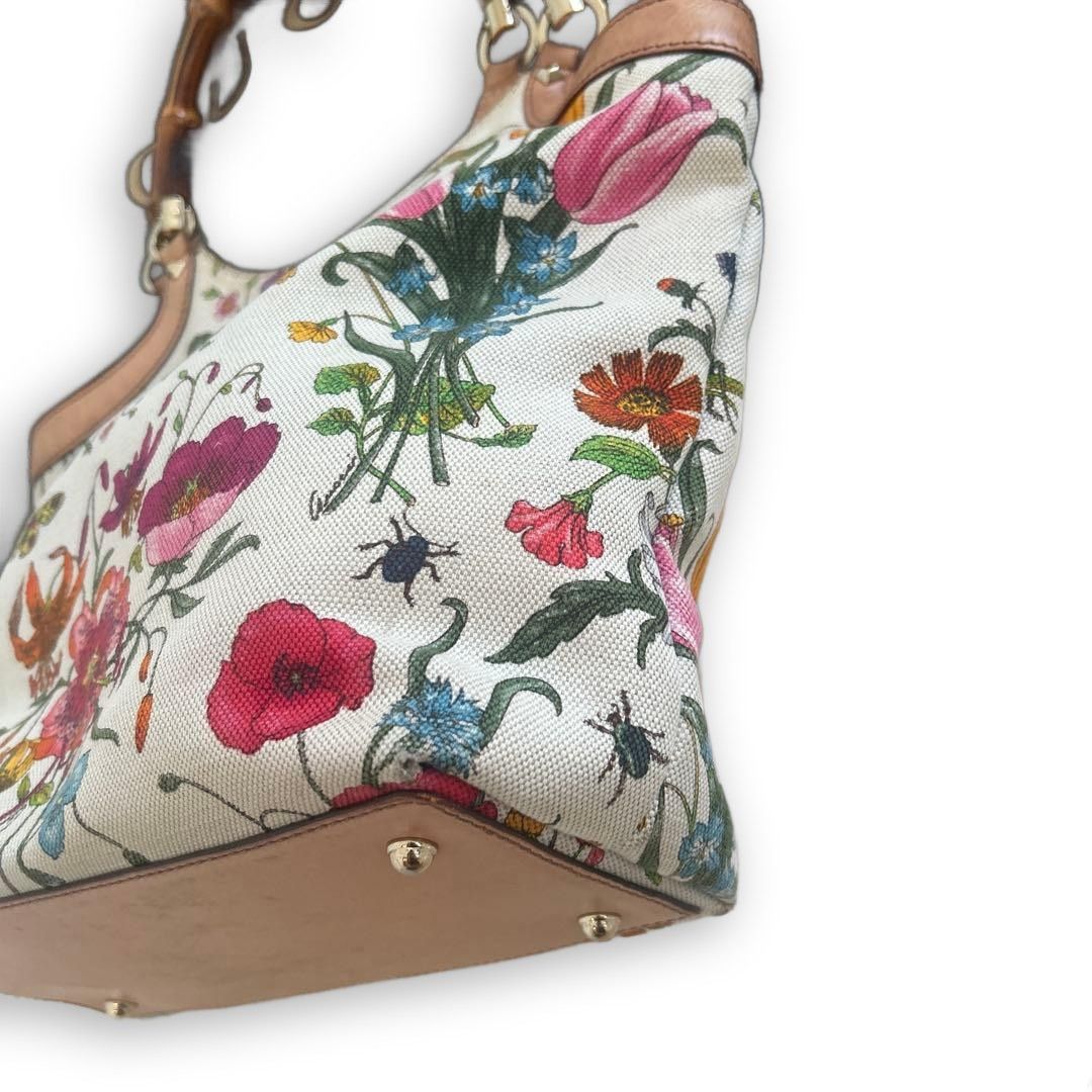 Gucci Gucci - Flora Floral Bamboo Tote Preloved Size ONE SIZE - 8 Thumbnail