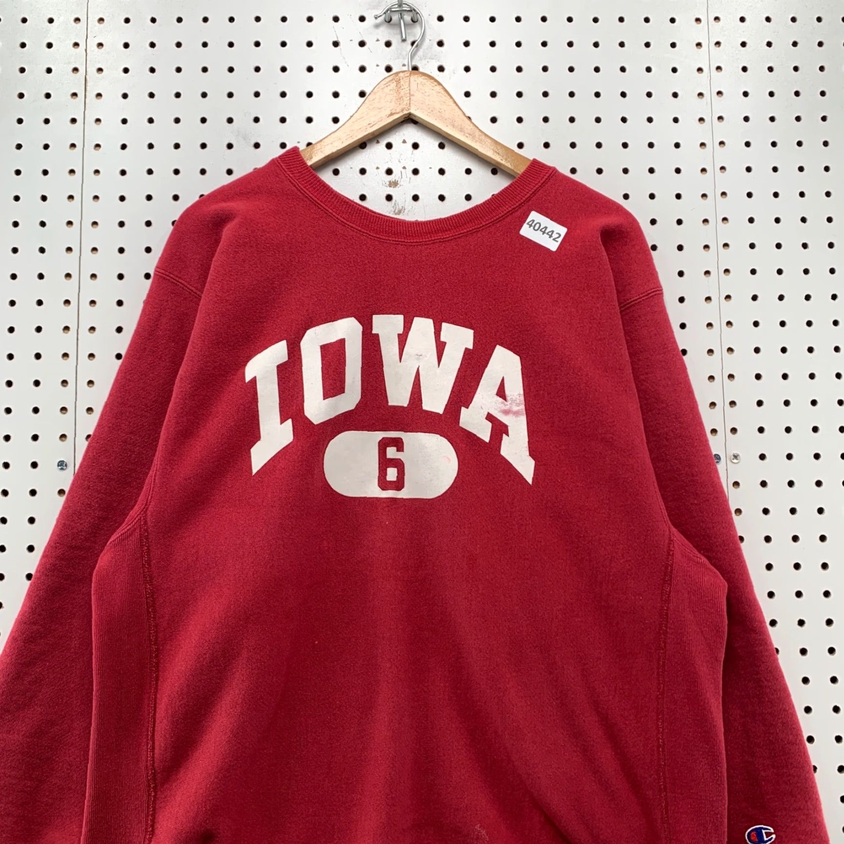 VINTAGE Champion Sweatshirt Men XL Red 90s Iowa University Graphic