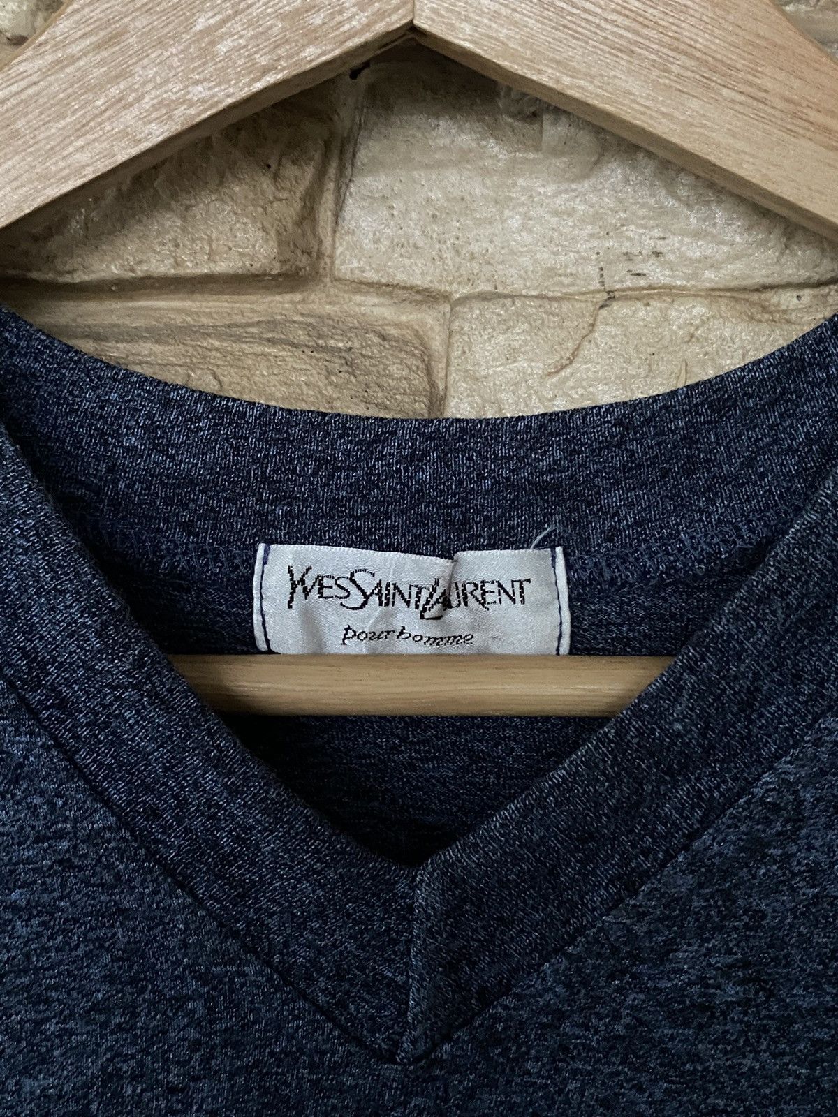 Yves Saint Laurent Vintage Yves Saint Laurent Pour Homme V Neck Plain Tees Size US M / EU 48-50 / 2 - 4 Thumbnail