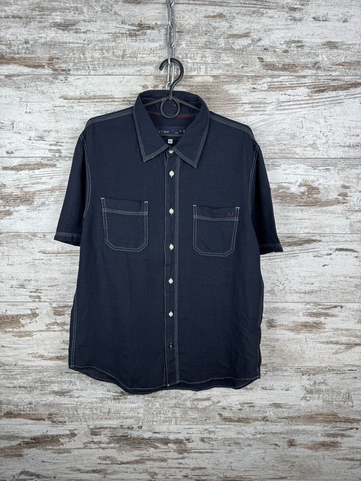 Armani Mens Vintage Armani Jeans linen shirts button up AJ lino Size US M / EU 48-50 / 2 - 1 Thumbnail