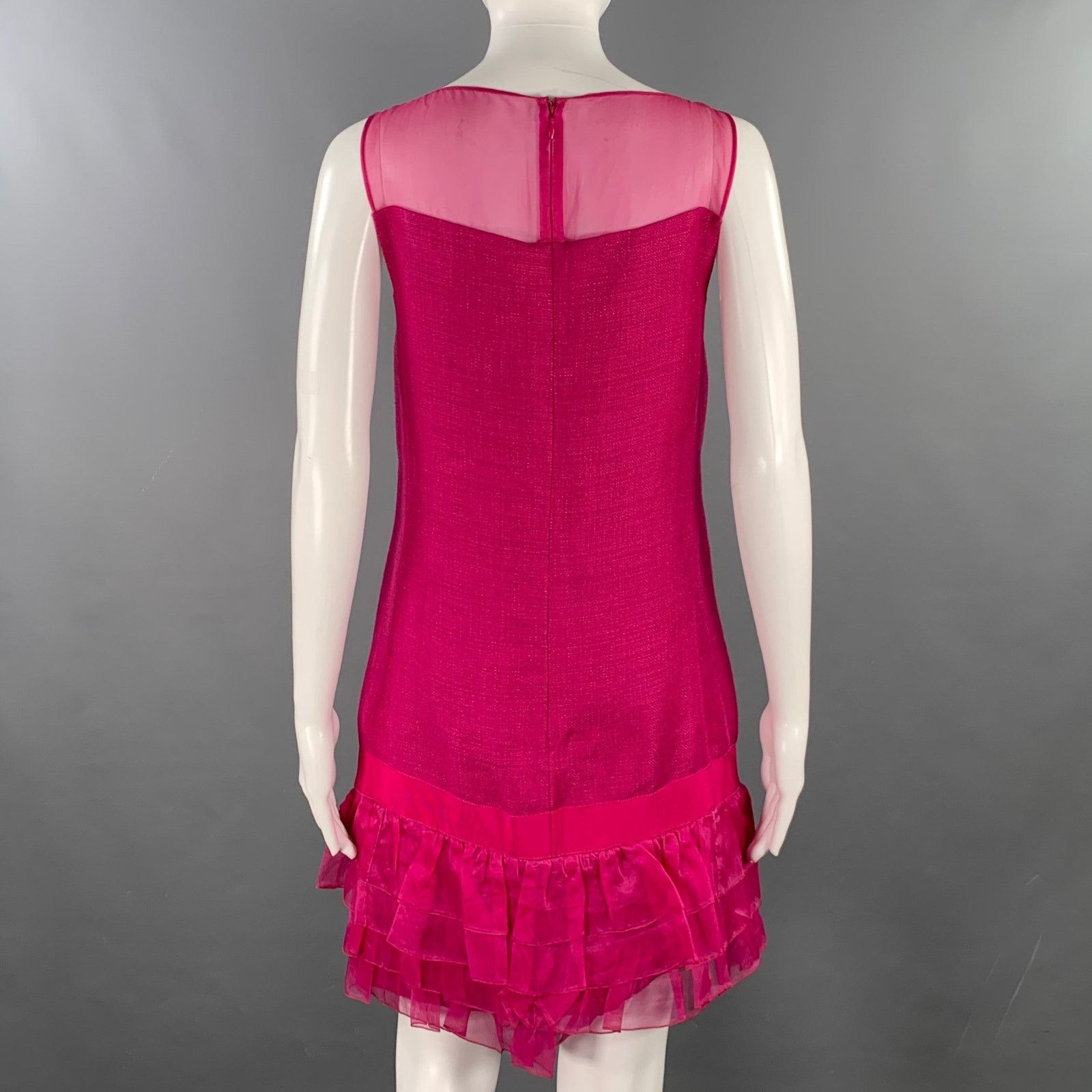 Giambattista Valli GIAMBATTISTA VALLI Raspberry Linen Woven Sleeveless Dress Size XXS / US 00 / IT 34 - 3 Thumbnail