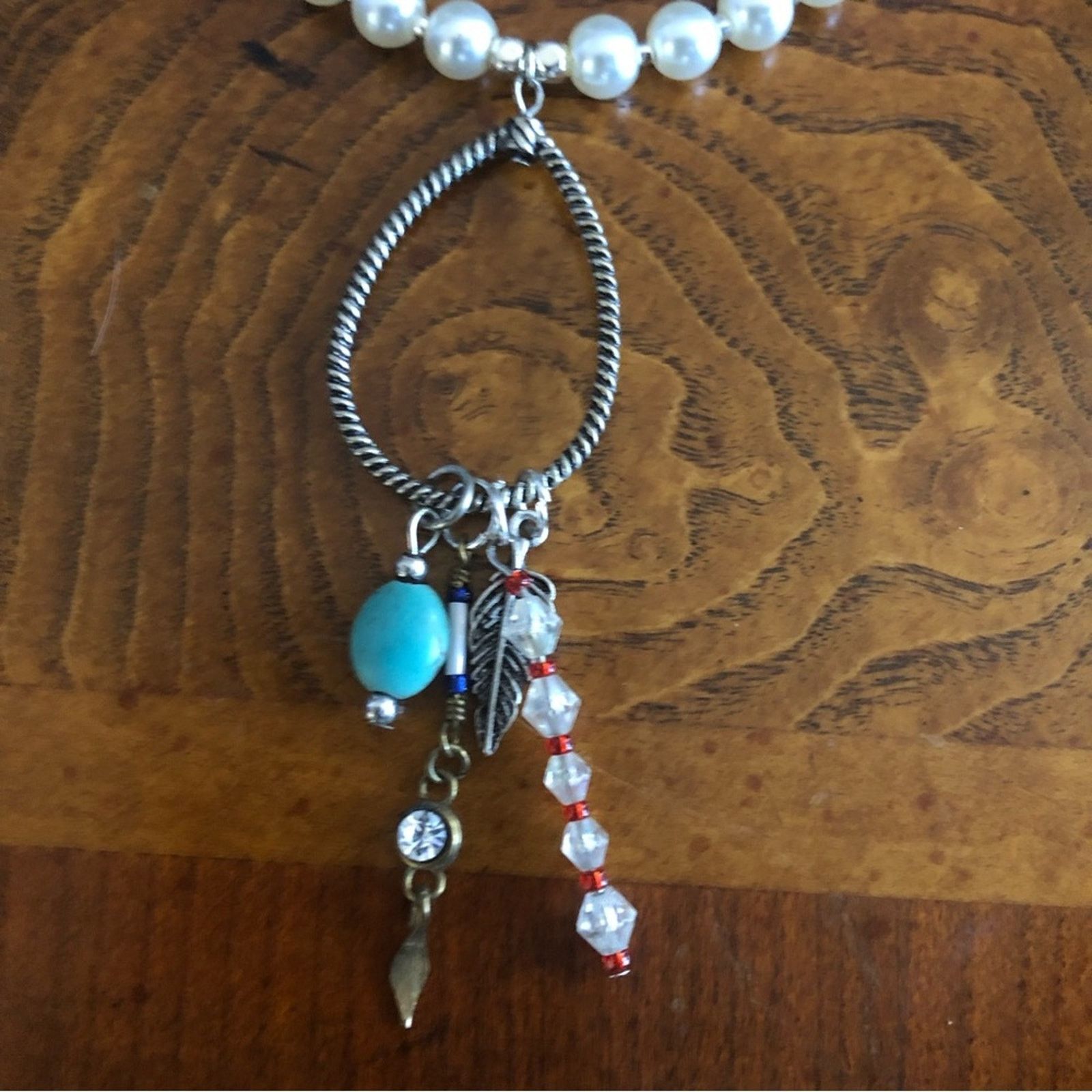 Handmade Handcrafted repurpose southwest style Pearl necklace Size ONE SIZE - 8 Thumbnail