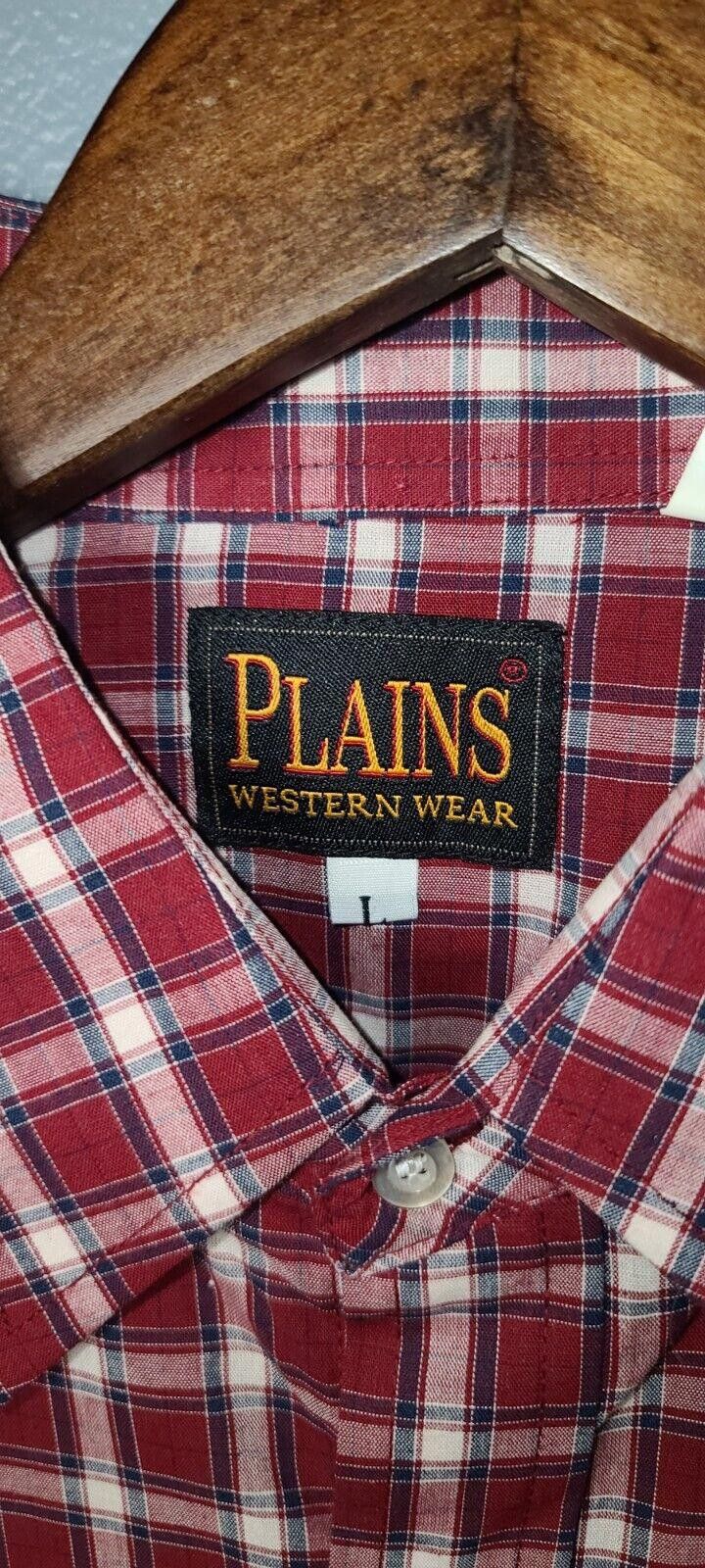 Designer Plains Western Wear Pearl Snap Large Burgundy Men's Size US L / EU 52-54 / 3 - 4 Thumbnail