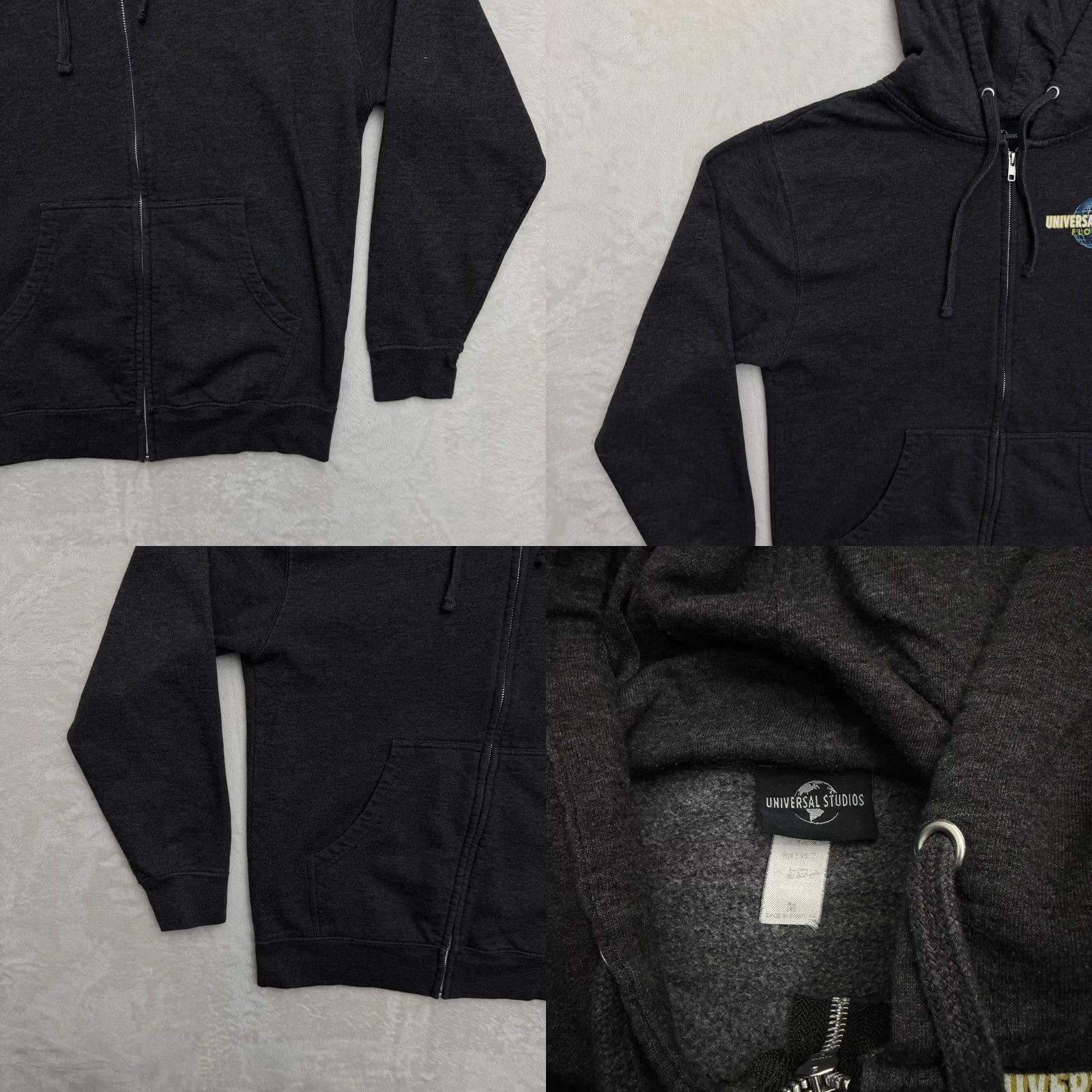 Vintage Universal Studios Hoodie Mens Medium Gray Full Zip Graphic Print Logo Pockets Fleece Jacket Size US M / EU 48-50 / 2 - 9 Thumbnail