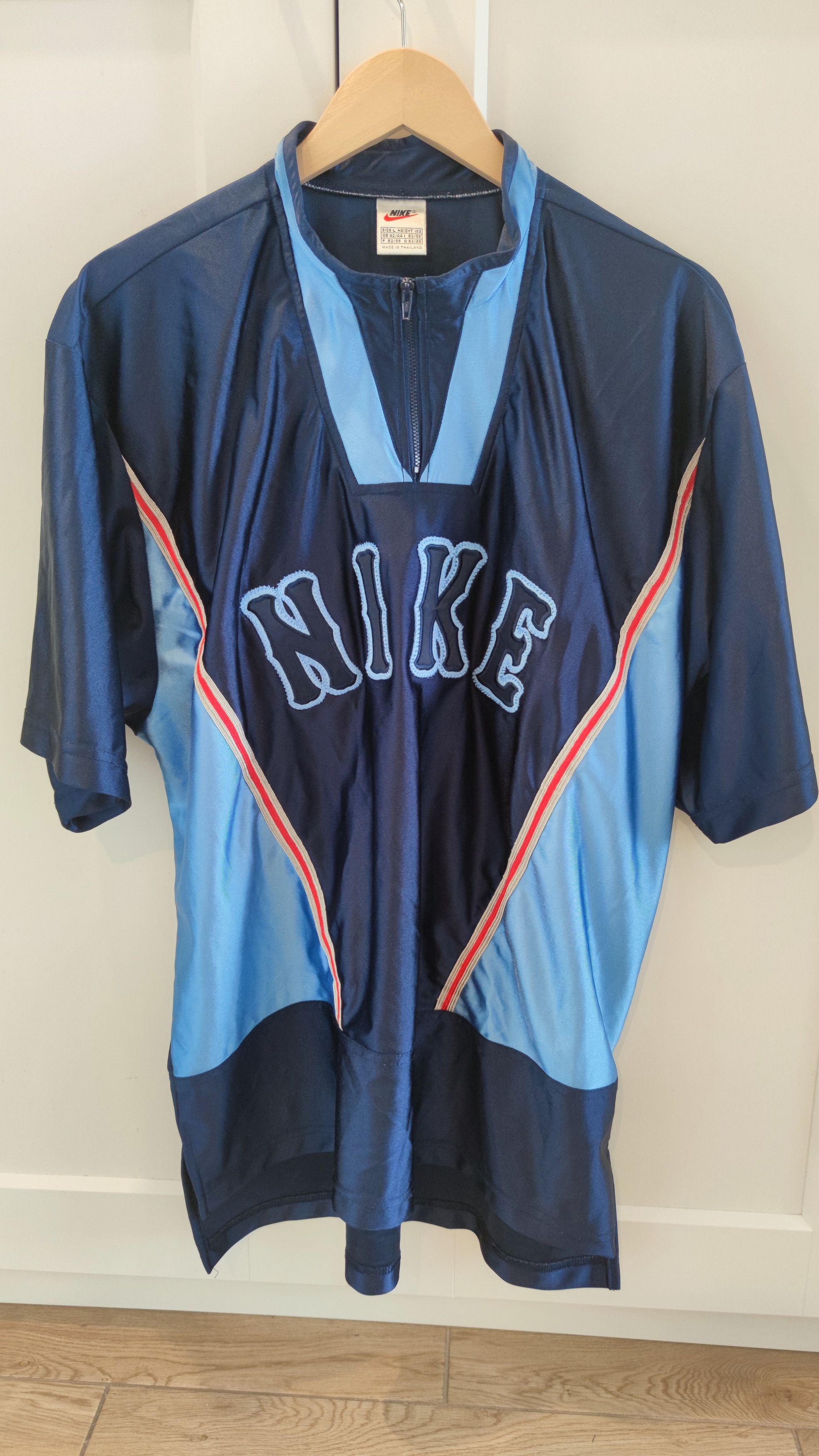 Vintage 90s Rare Nike Big Logo Jersey T-Shirt 1/4 Zip