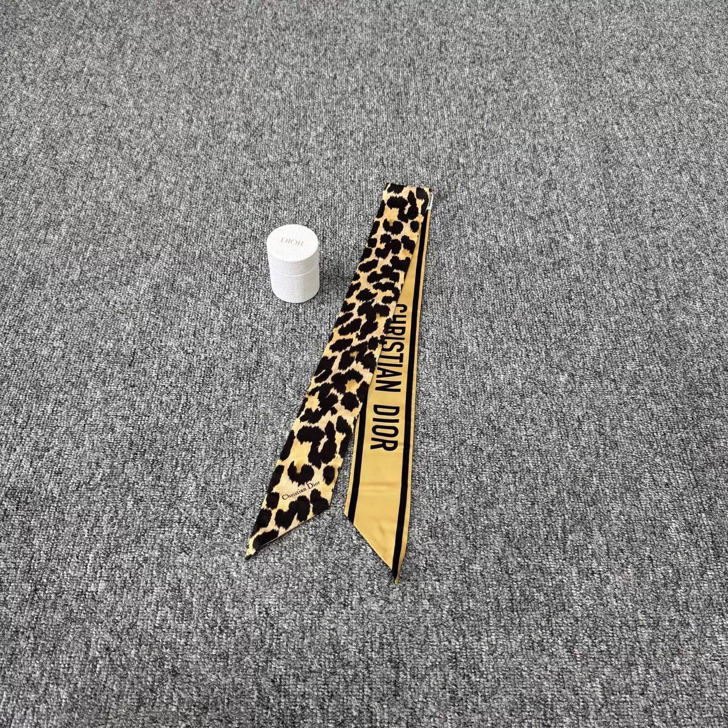 Dior Dior Twilly Silk Scarf 99 New Leopard & Logo Print Size ONE SIZE - 1 Thumbnail