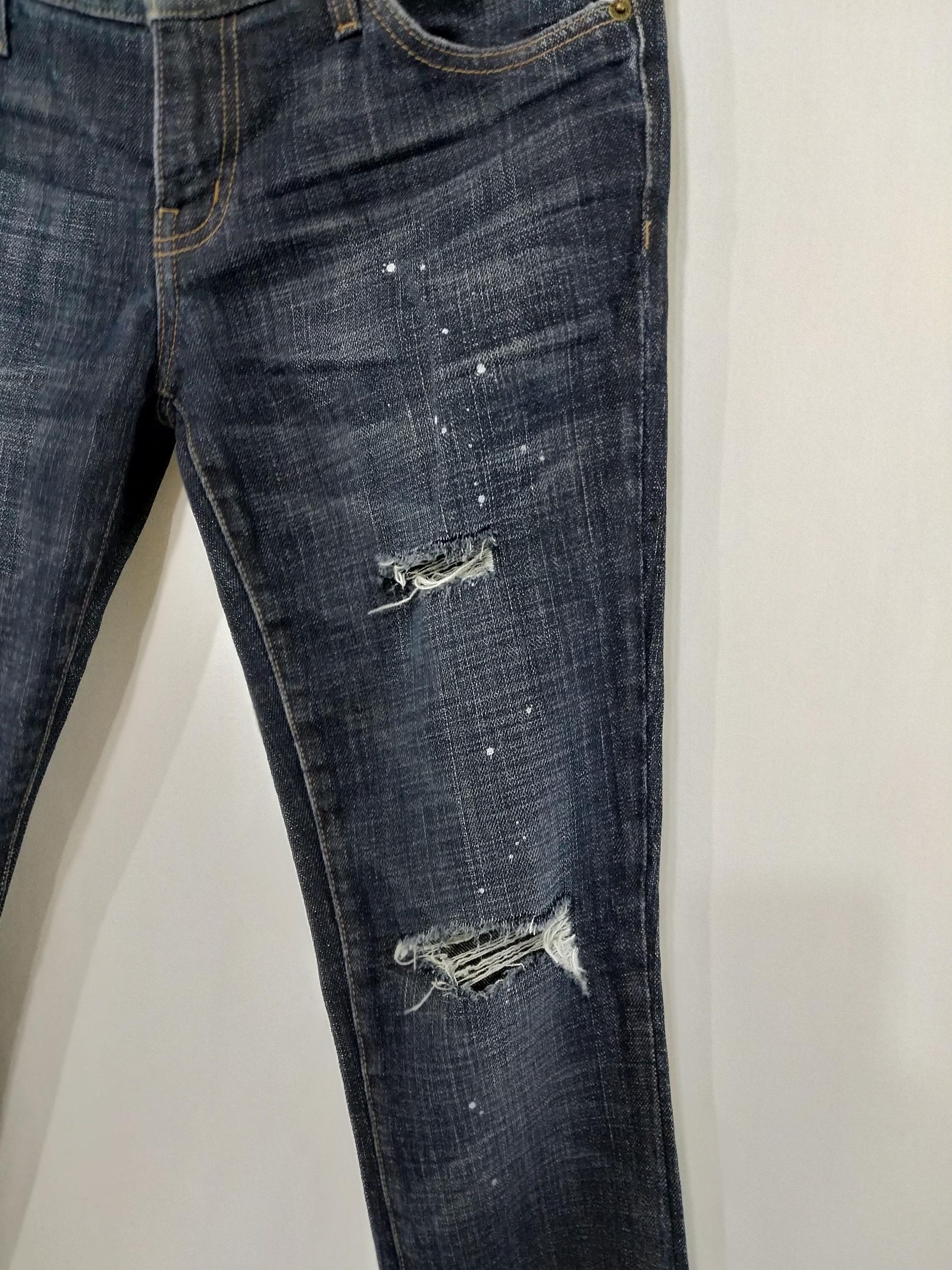 Current/Elliot Pre Distressed The Skinny Loved Destroy Jeans Size 27" / US 4 / IT 40 - 2 Thumbnail