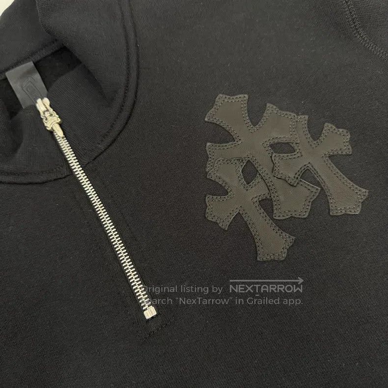 Chrome Hearts CHROME HEARTS Size M Black three cross half zipper sweater Size US M / EU 48-50 / 2 - 7 Thumbnail