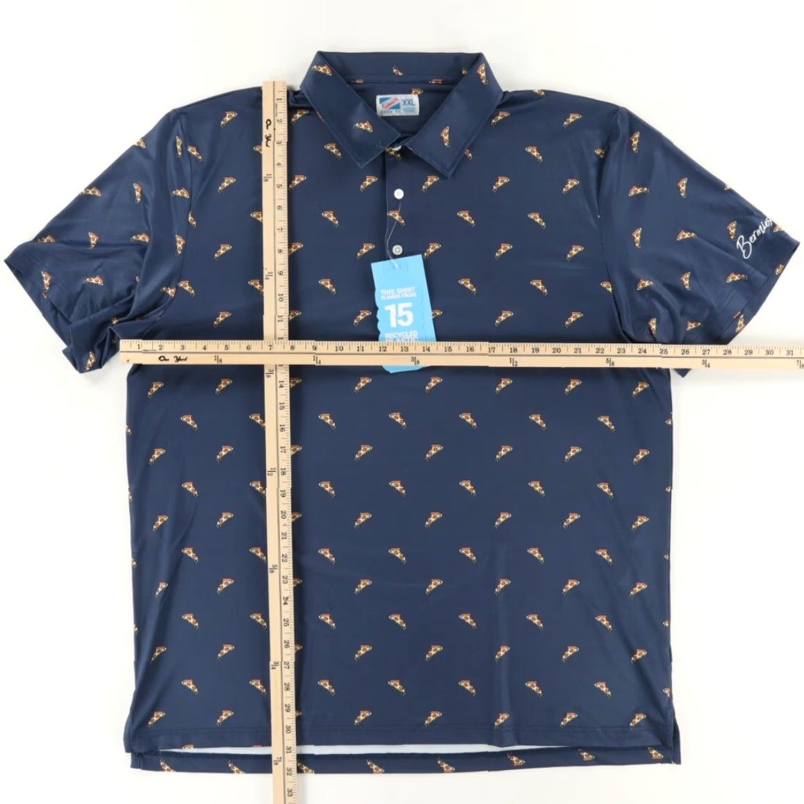 Vintage Bermies Pizza Performance Golf High Stretch Polo Shirt Navy Men's 2XL Size US XXL / EU 58 / 5 - 3 Thumbnail