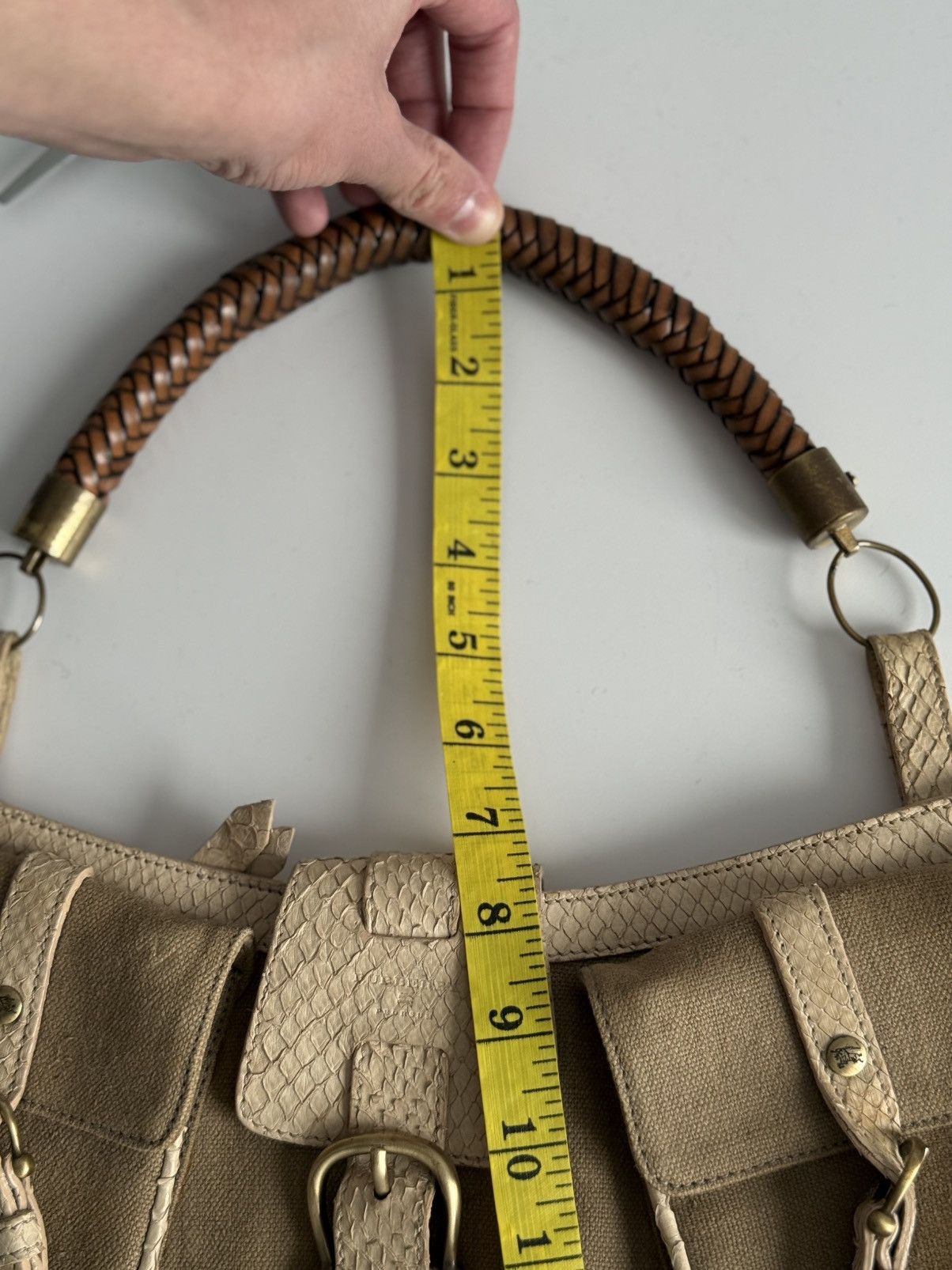 Burberry Prorsum Burberry Prorsum Python-Style Leather Canvas Shoulder Bag Size ONE SIZE - 18 Thumbnail