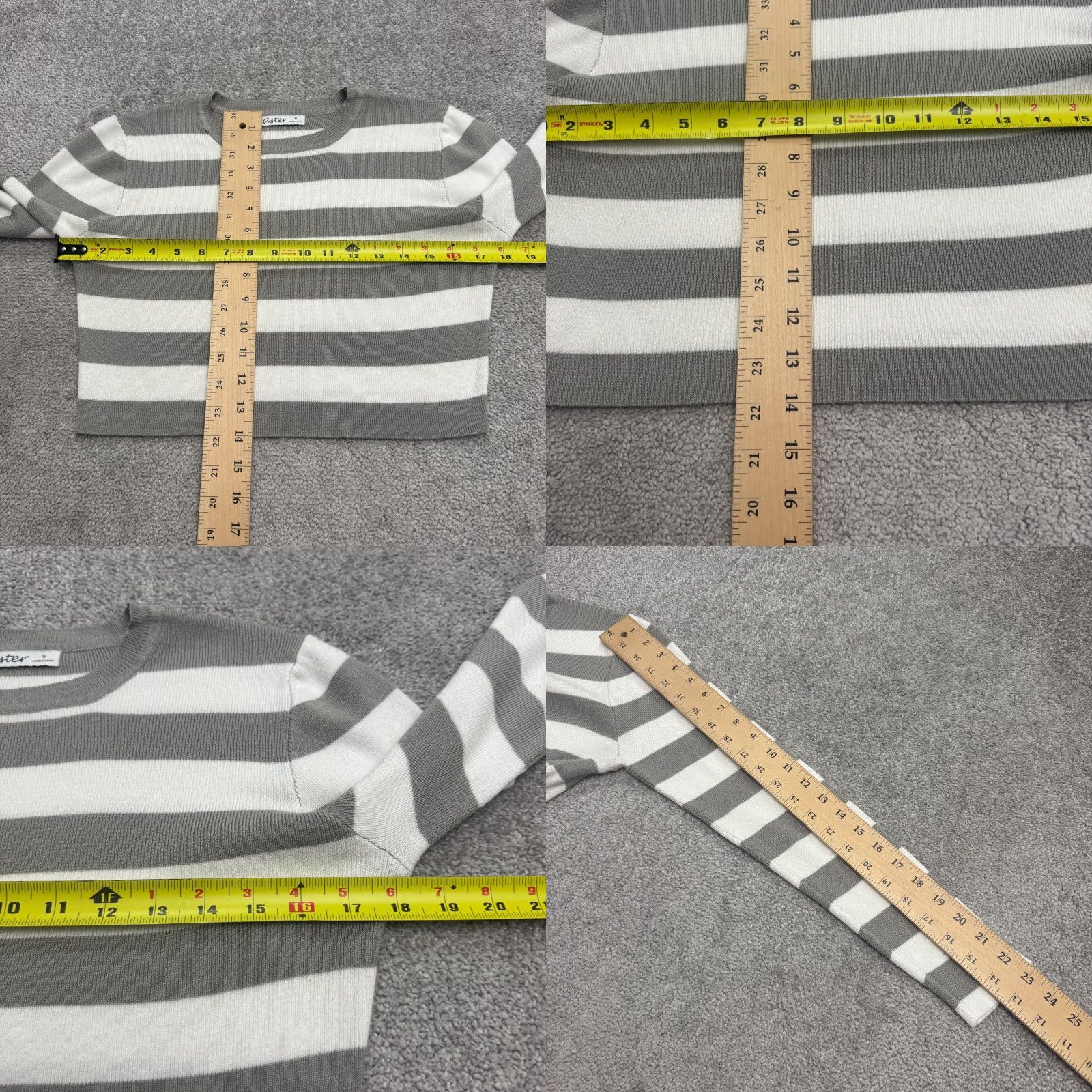 Vintage Aster Sweater Shirt Womens M Gray Striped Crew Neck Casual Pullover Knit Logo Vintage No Size M / US 6-8 / IT 42-44 - 8 Thumbnail