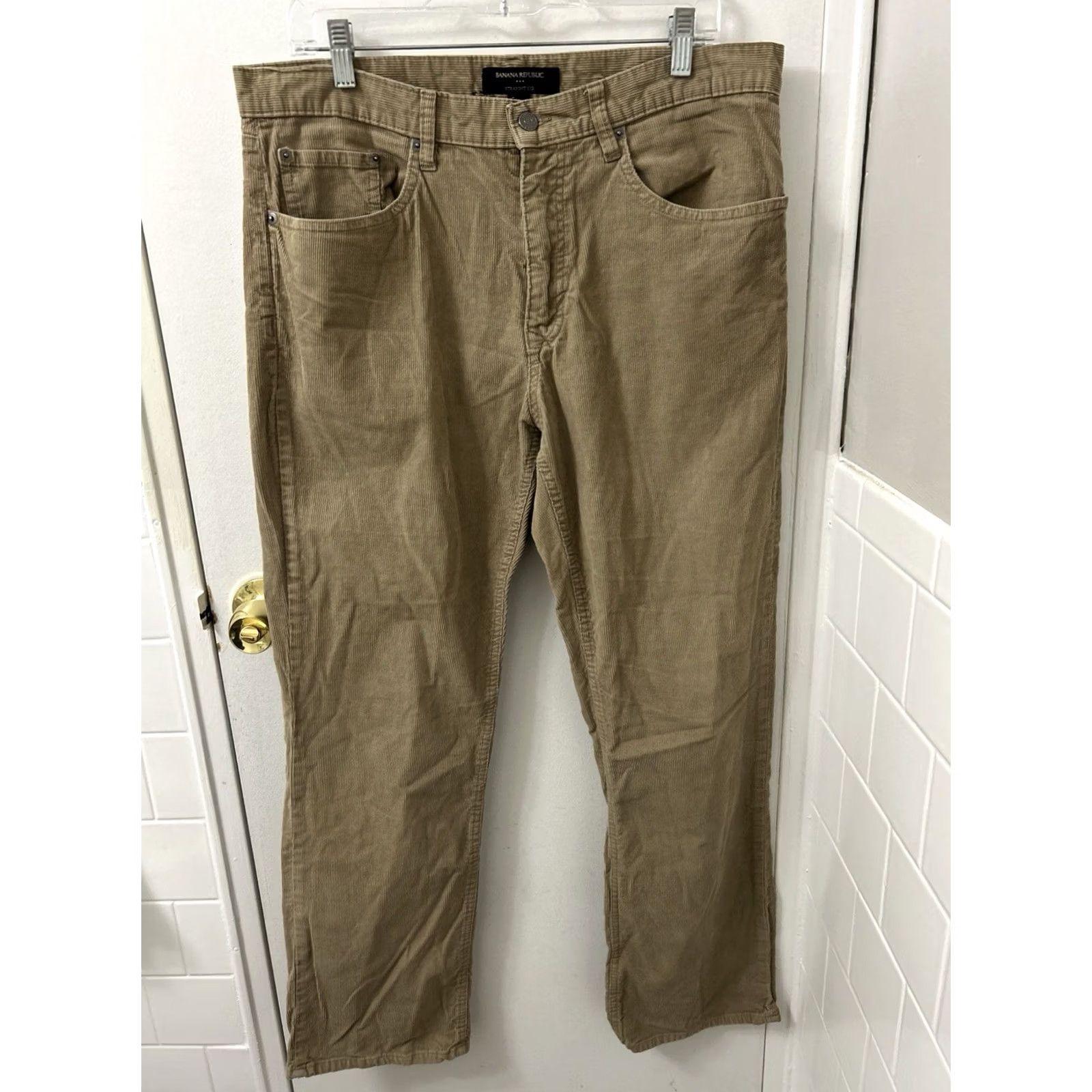 Banana Republic Banana Republic Pants Mens 36x32 Corduroy Straight Leg Tan Brown 5-Pocket Zipper Button Chino Casual Workwear Size US 36 / EU 52 - 2 Thumbnail