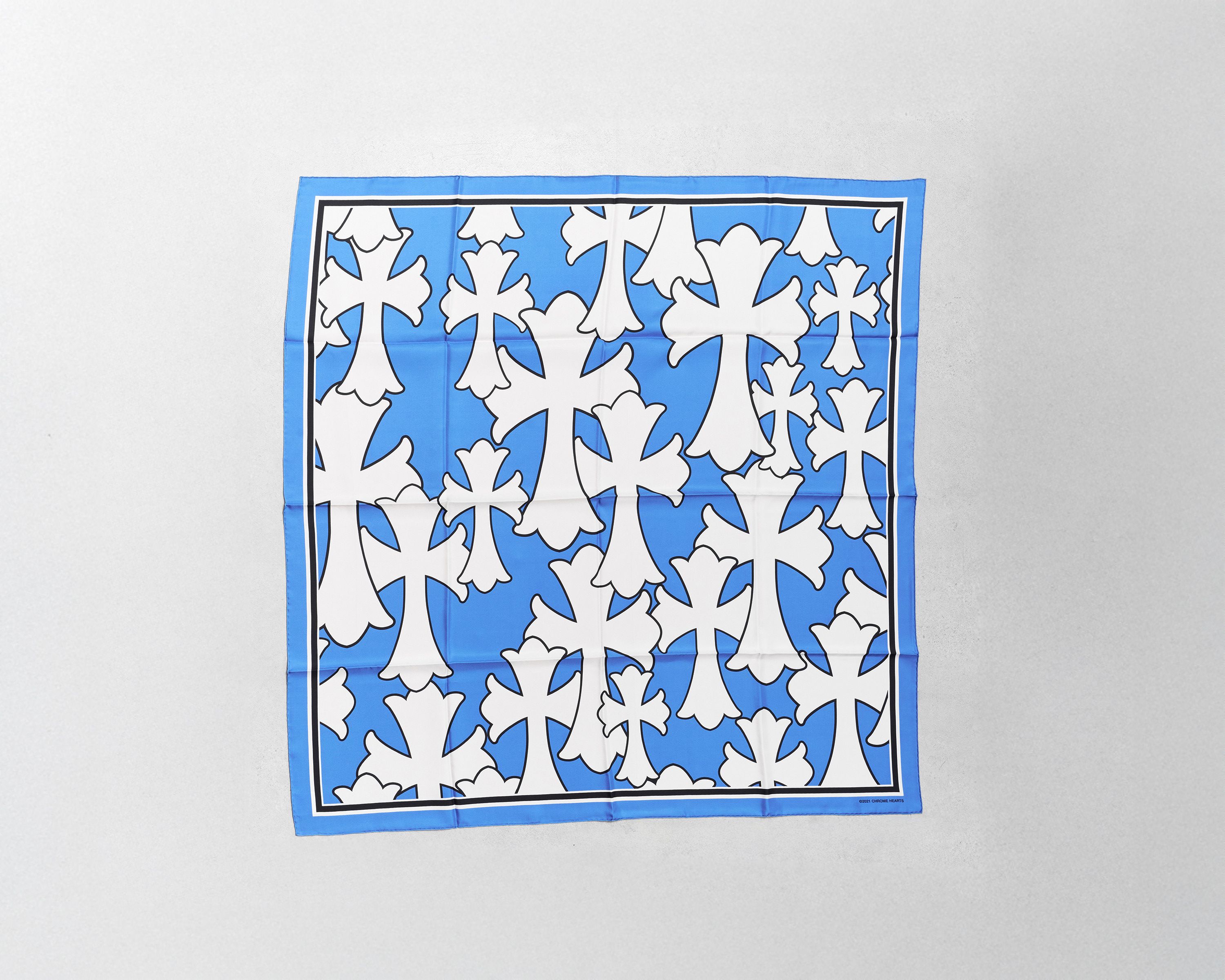 Chrome Hearts CHROME HEARTS BLUE TWILL WITH WHITE CEMETERY CROSS PRINT Size ONE SIZE - 1 Thumbnail