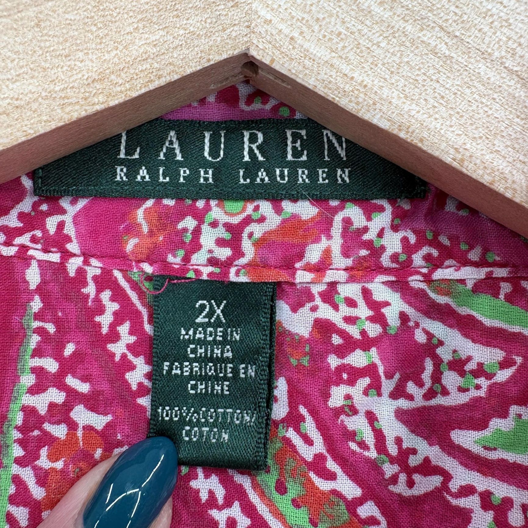 Ralph Lauren Lauren Ralph Lauren Button-Up Shirt Womens 2X Pink Paisley Tunic Top 3/4 Sleeve Size XXL / US 16-18 / IT 52-54 - 4 Thumbnail