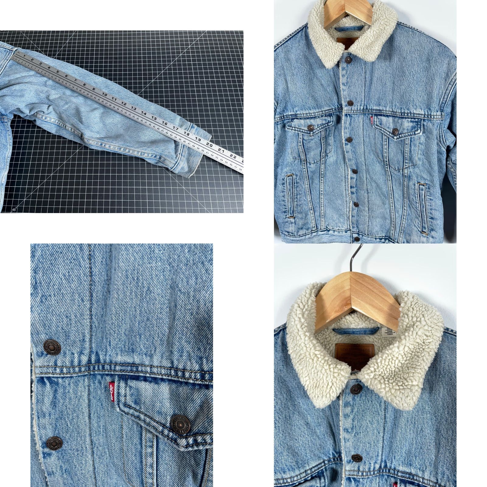 Levi's Levi's Premium Sherpa Lined Denim Jacket Men's Small Blue Big E Snap Button Casual Retro 90s Grunge Hipster Jacket Men Small Blue Denim Size US 29 - 8 Thumbnail