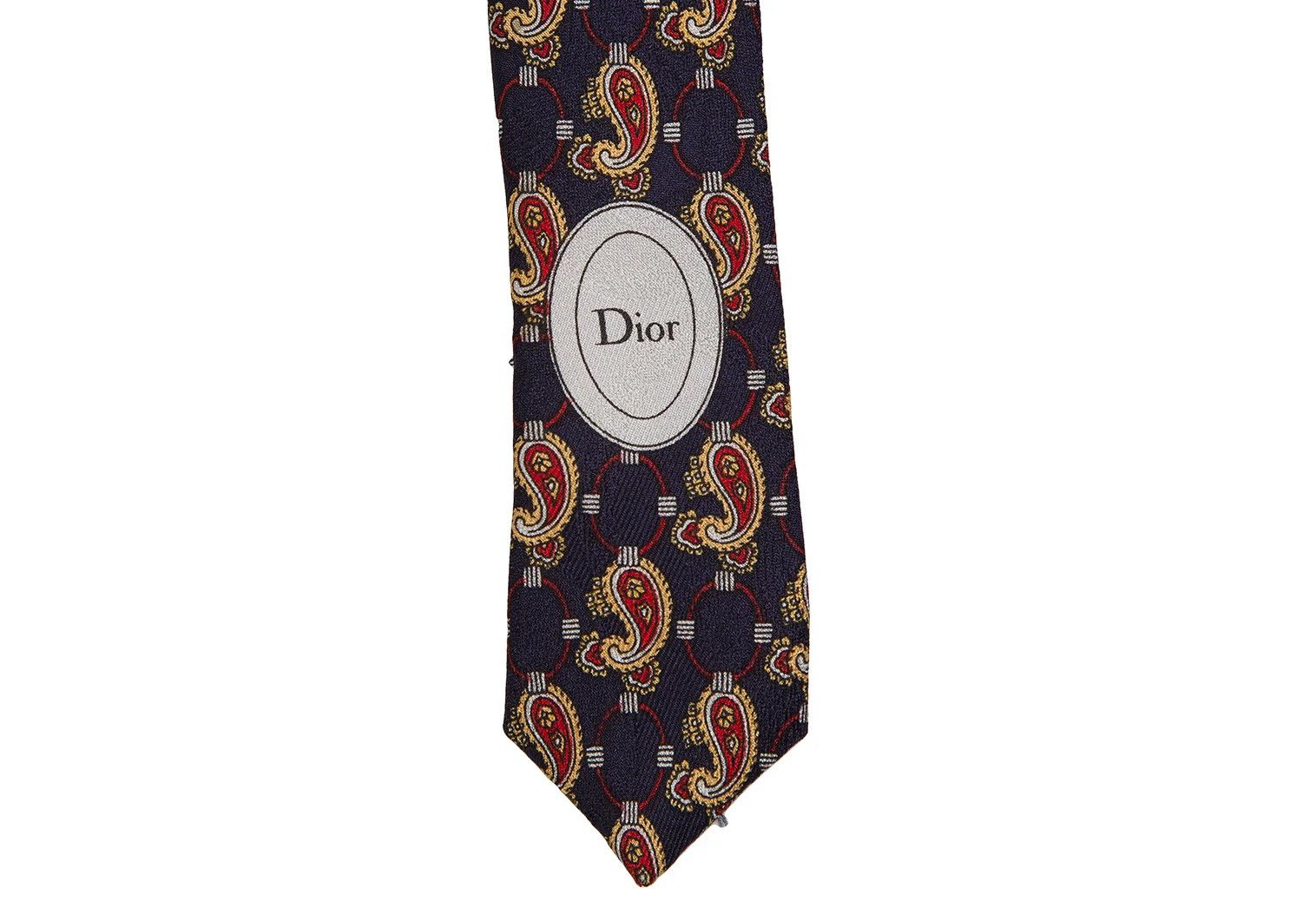 Dior Paisley Silk Tie in Navy Blue Size ONE SIZE - 4 Thumbnail