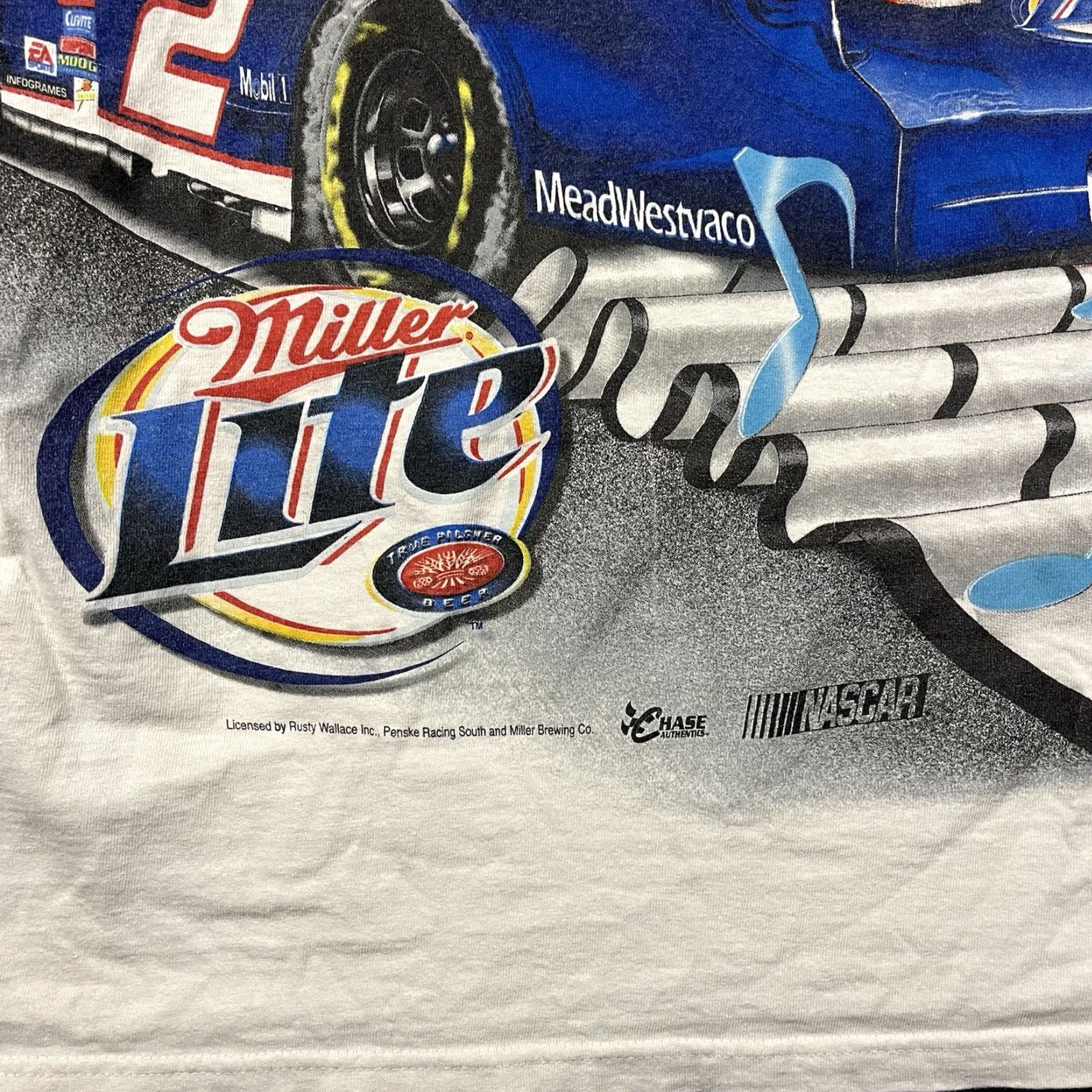Chase Authentics VINTAGE Rusty Wallace NASCAR AOP T-Shirt Mens M 90s Miller Lite Racing WHITE Mens) Size US M / EU 48-50 / 2 - 6 Thumbnail