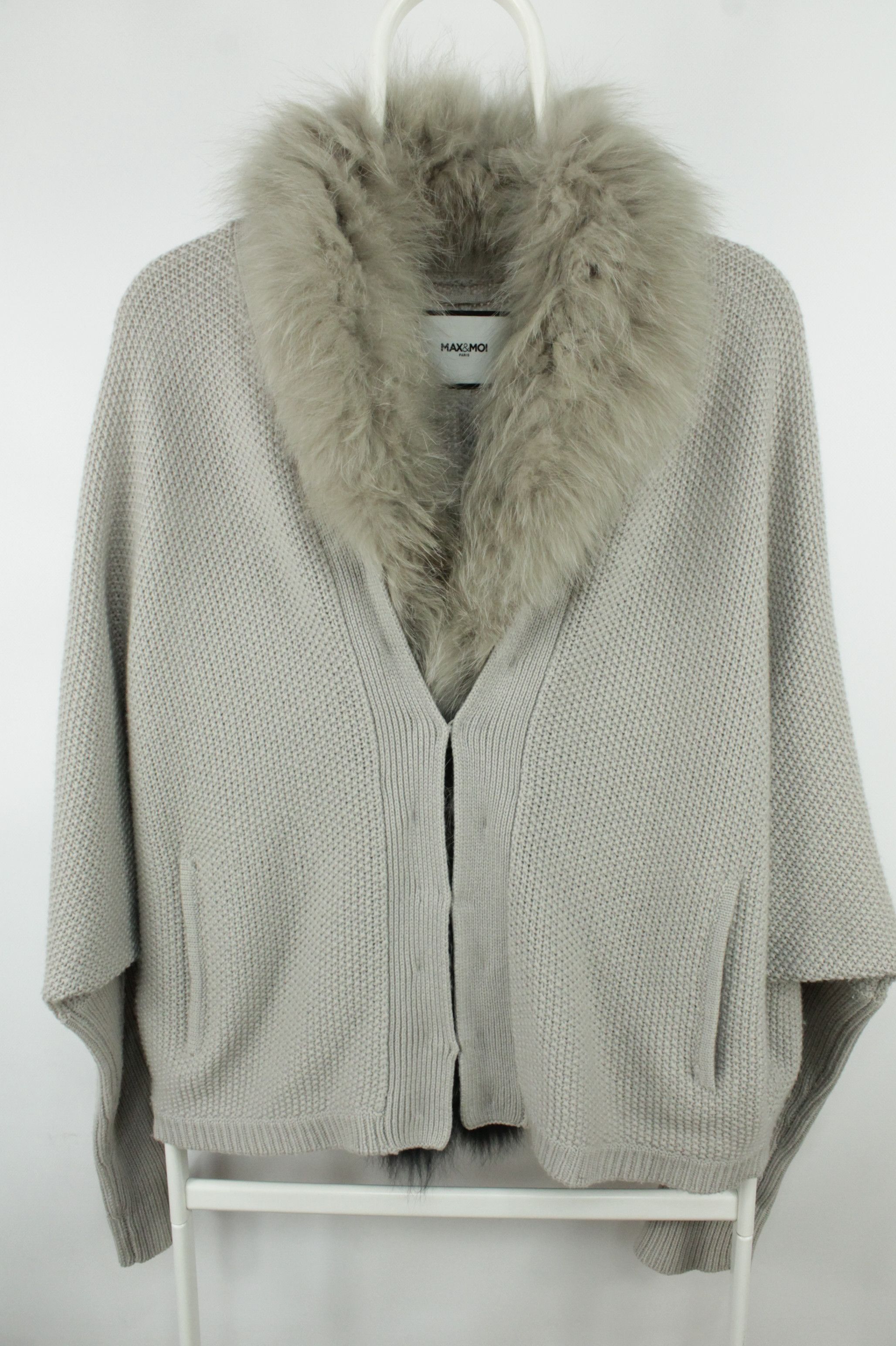 Other MAX&MOI Paris Knit Cashmere Wool Fox Fur Cardigan Jacket Size M / US 6-8 / IT 42-44 - 1 Thumbnail