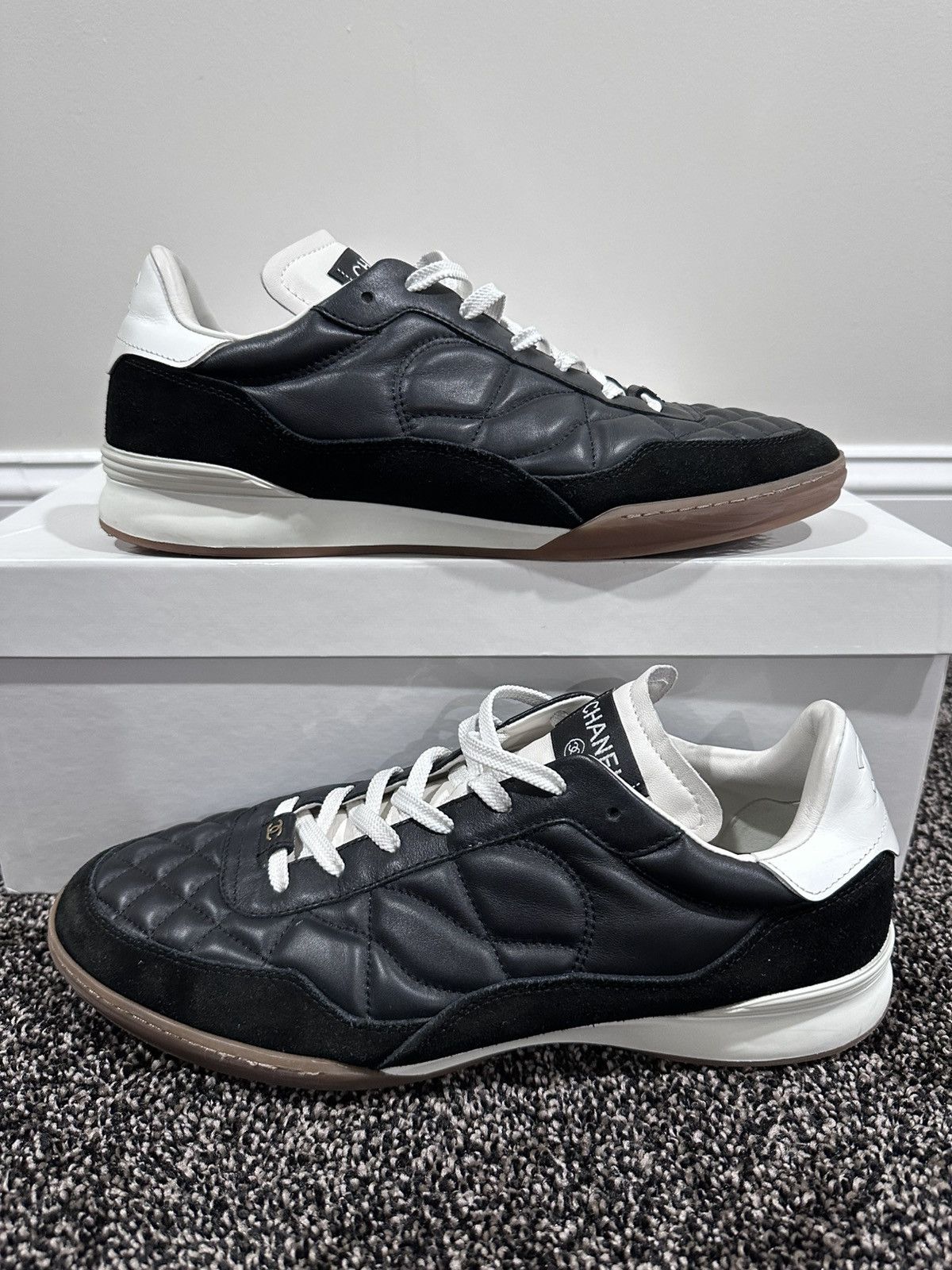 Chanel Chanel Leather / Suede Black Quilted 2023 Low Top Sneakers Size US 11 / EU 44 - 11 Thumbnail