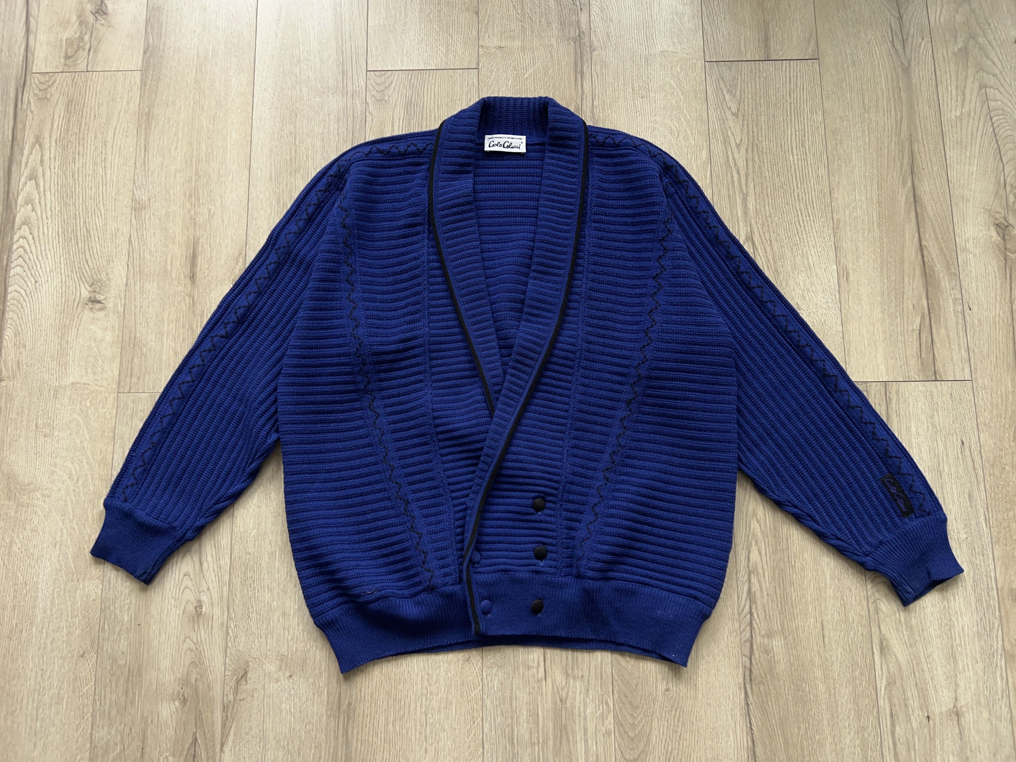Carlo Colucci × Vintage Mens Carlo Colucci Cardigan Sweater Wool Made in Germany Size US L / EU 52-54 / 3 - 2 Thumbnail