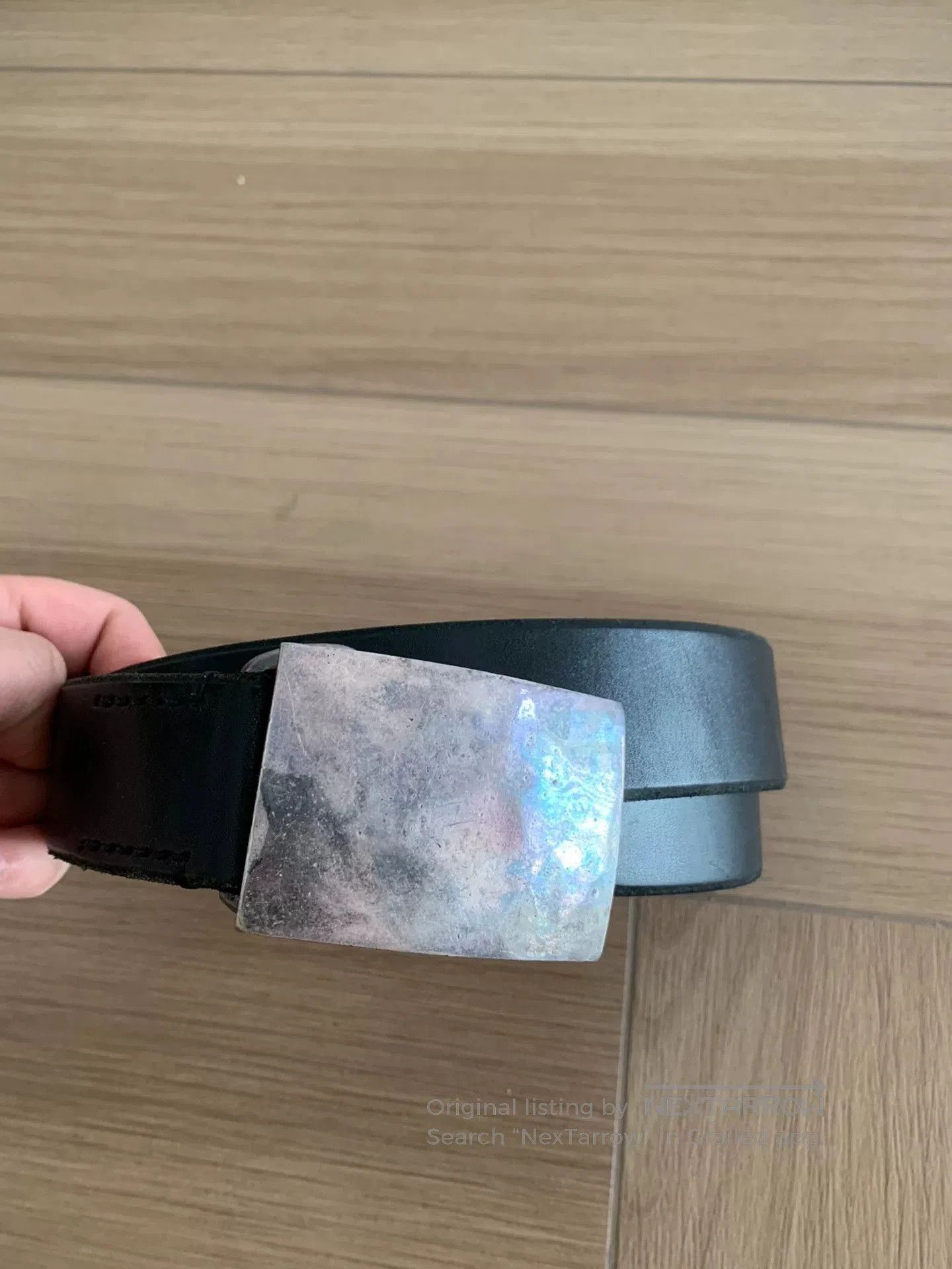 Japanese Brand black saddle leather men's belt FN. Size ONE SIZE - 1 Thumbnail