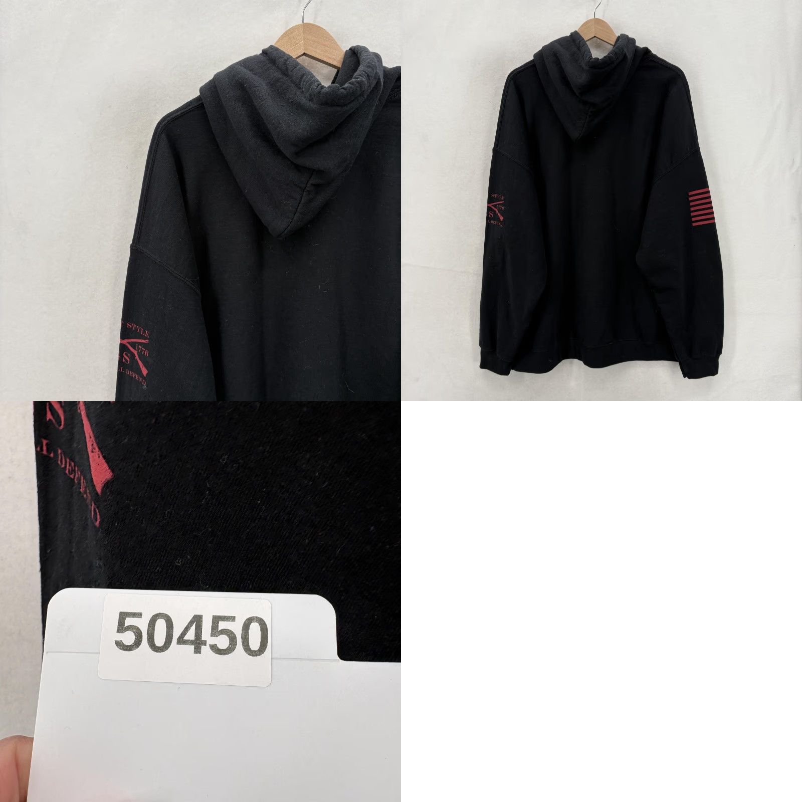 Vintage Grunt Style Hoodie Mens 2XL Black American Flag Oath Graphic Fleece Pullover Size US XXL / EU 58 / 5 - 8 Thumbnail