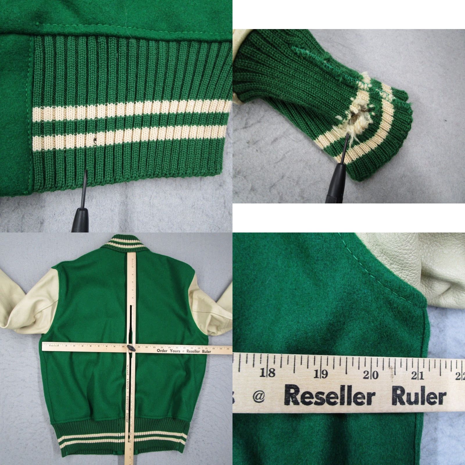 Vintage VINTAGE Whiting Los Angeles Varsity Letterman Jacket Green Wool Leather Mens 42 L Size US L / EU 52-54 / 3 - 8 Thumbnail