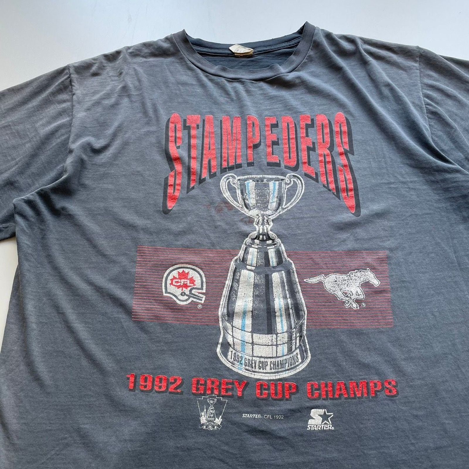 NFL Vintage 90s Calgary Stampeders T Shirt XL CFL Starter Faded Size US XL / EU 56 / 4 - 2 Thumbnail