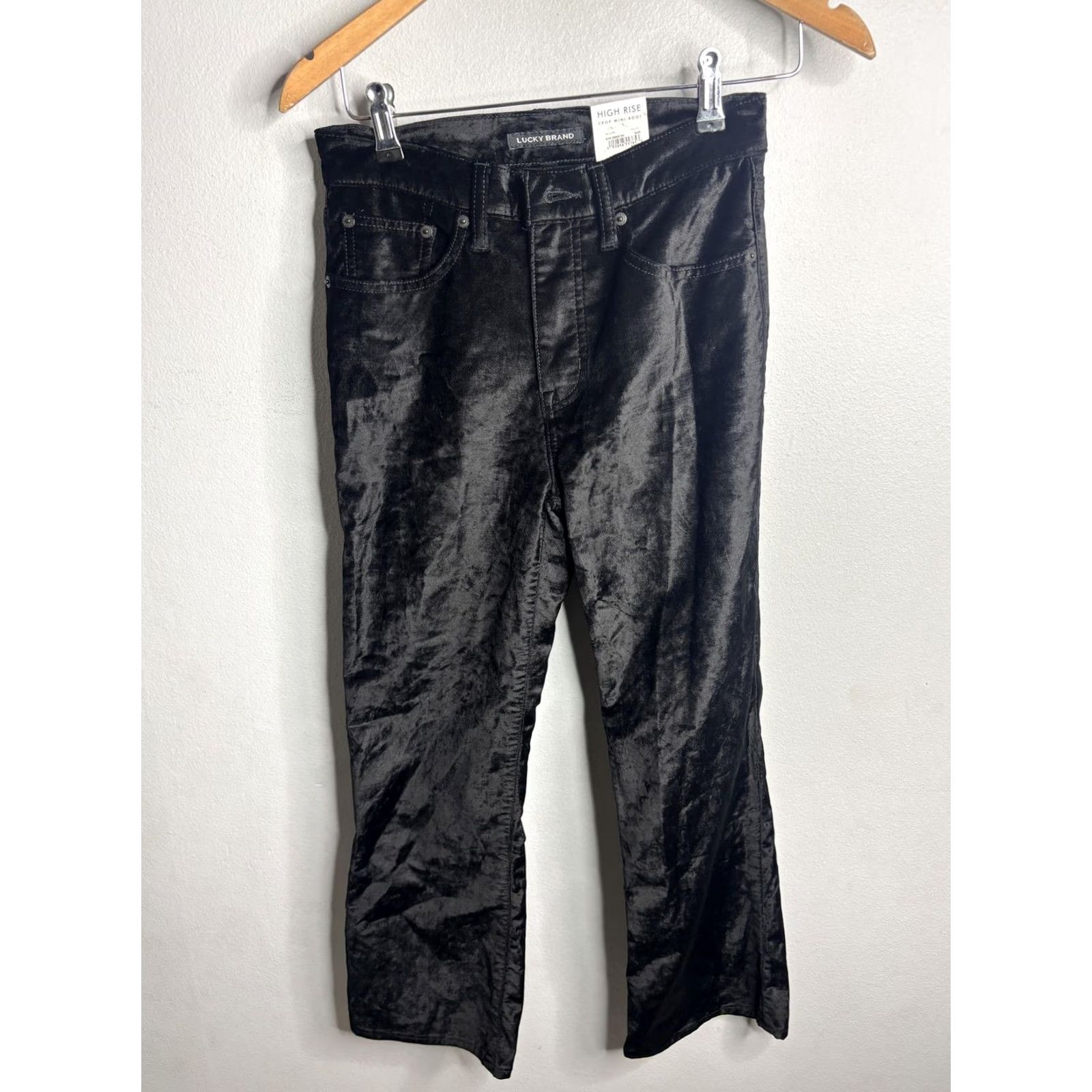 Lucky Brand Lucky Brand Jeans Womens 4 27 Black High Rise Bridgette Crop Mini Boot Velvet Jeans Pants Sick? Size 27" / US 4 / IT 40 - 3 Thumbnail