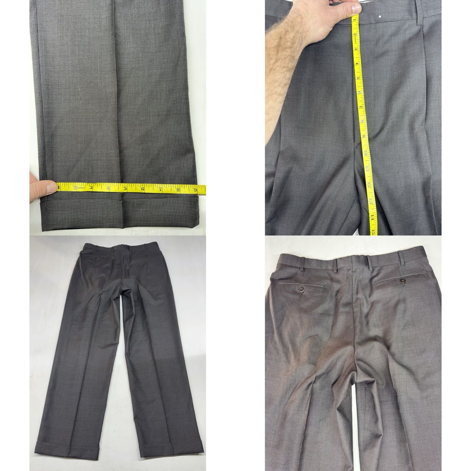 Zanella Zanella Italy Wool Austin Dress Pants Gray Twill Pleated Cuffs 36x33 Mens Regular Straight Rise High Pockets Belt Loops Zip Button Size US 36 / EU 52 - 8 Thumbnail