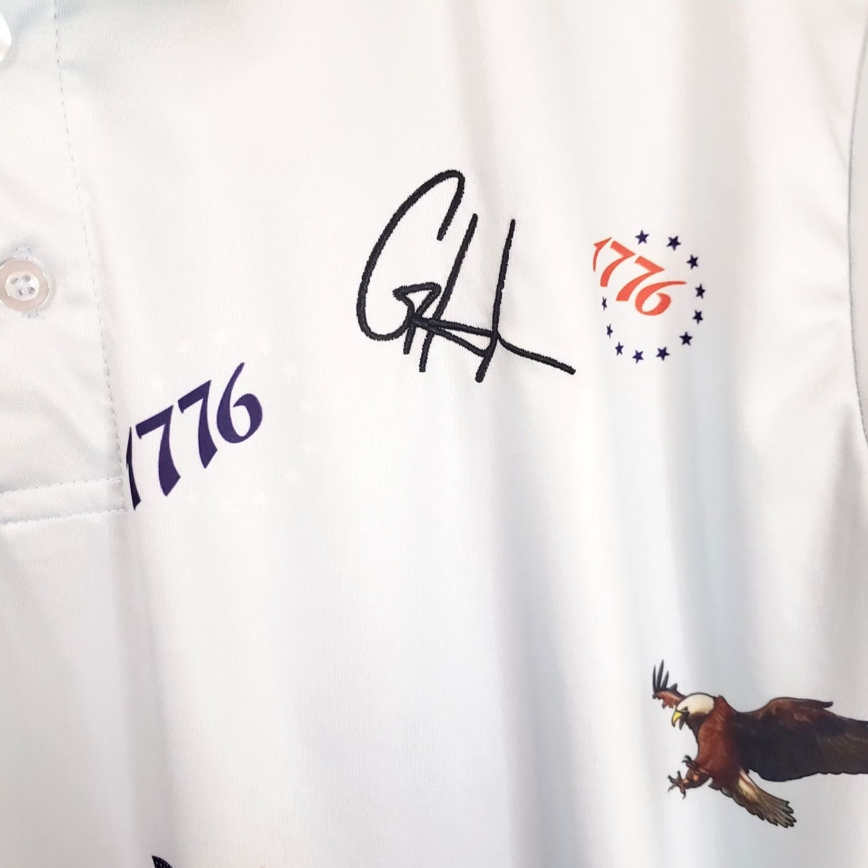 Vintage Gashouse Golf Polo Shirt L Blue Flags Eagle Patriotic 1776 Mens Size US L / EU 52-54 / 3 - 5 Thumbnail