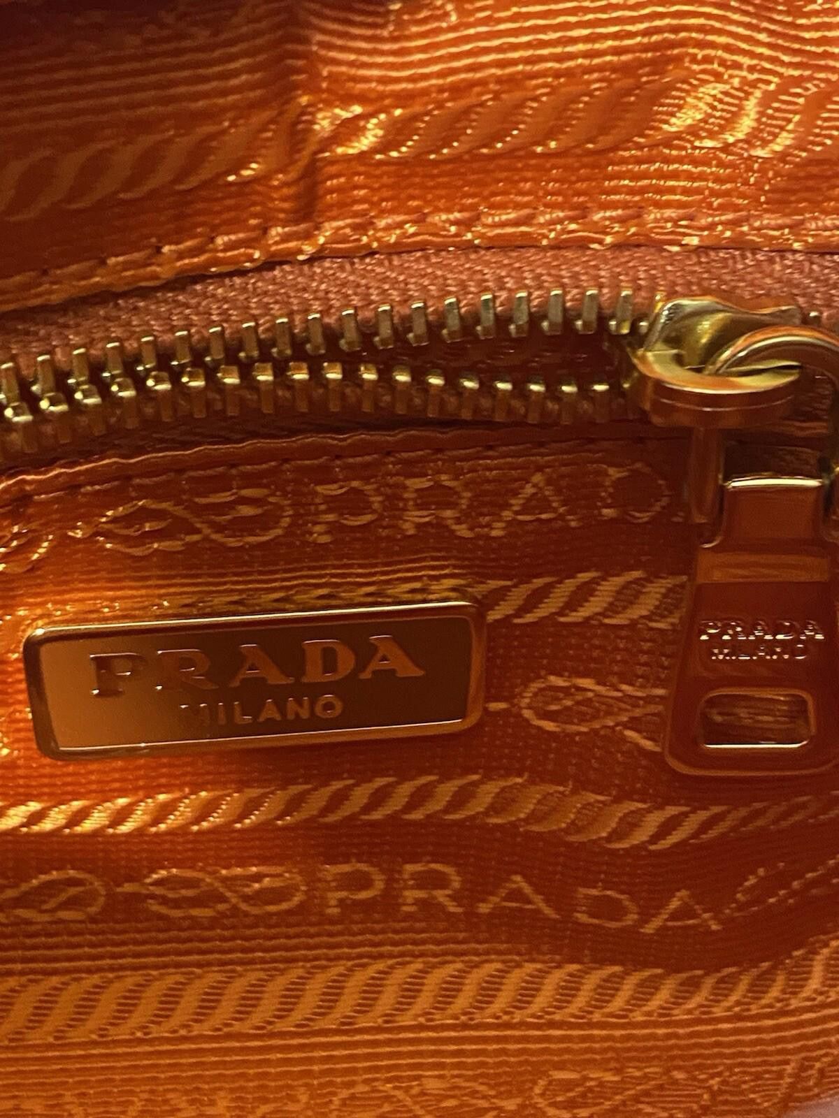 Prada Prada Tessuto orange nylon saffiano logo-lined clutch pouch Size ONE SIZE - 10 Thumbnail