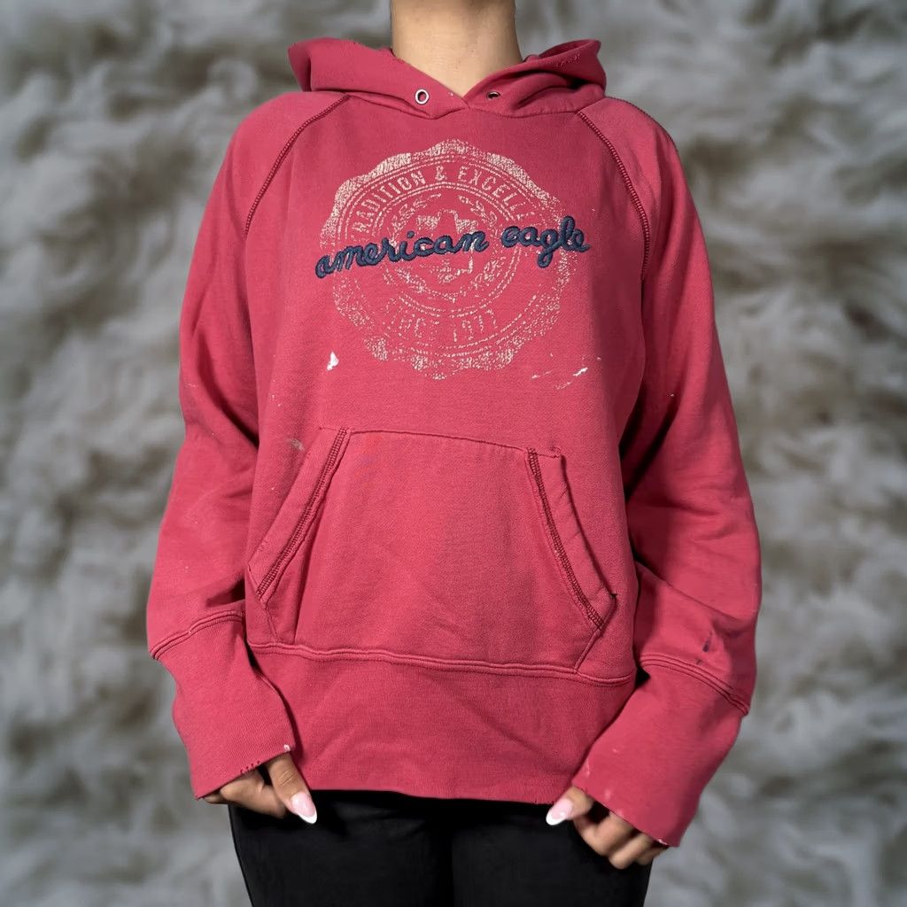 American Eagle Outfitters American Eagle Hoodie Womens XL Pink Y2K Pullover Graphic Fleece Size XL / US 12-14 / IT 48-50 - 1 Thumbnail