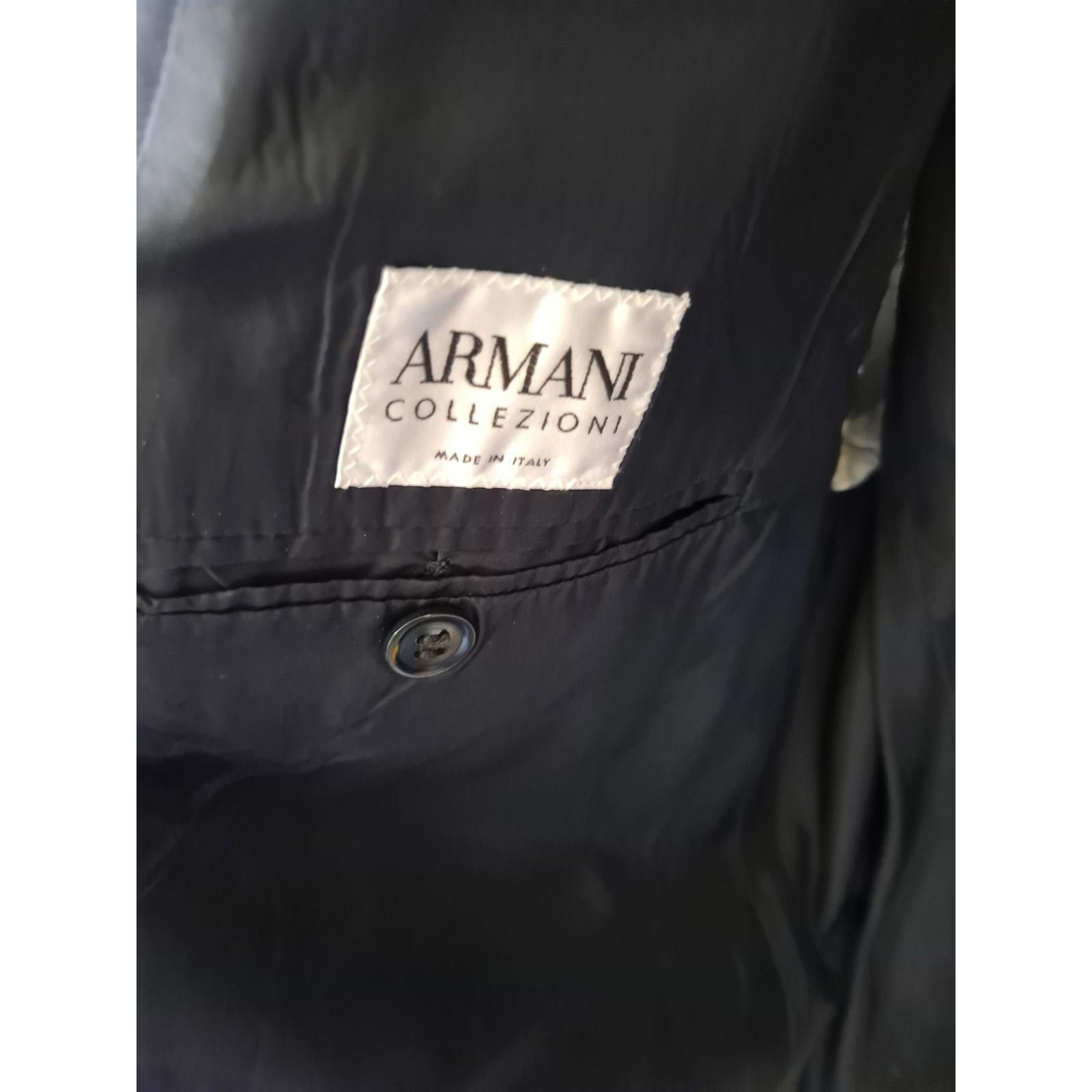 Armani Collezioni Armani Collezioni Black Pinstripe Suit Jacket Size 46L Size 46R - 4 Thumbnail