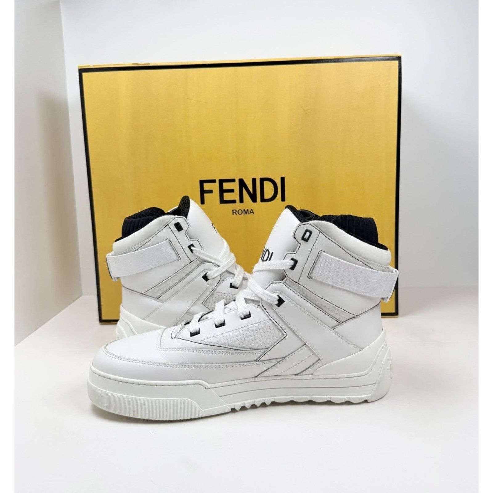 Fendi Size 8UK/9US - Fendi Vitello Logo Leather High Top Size US 9 / EU 42 - 6 Thumbnail