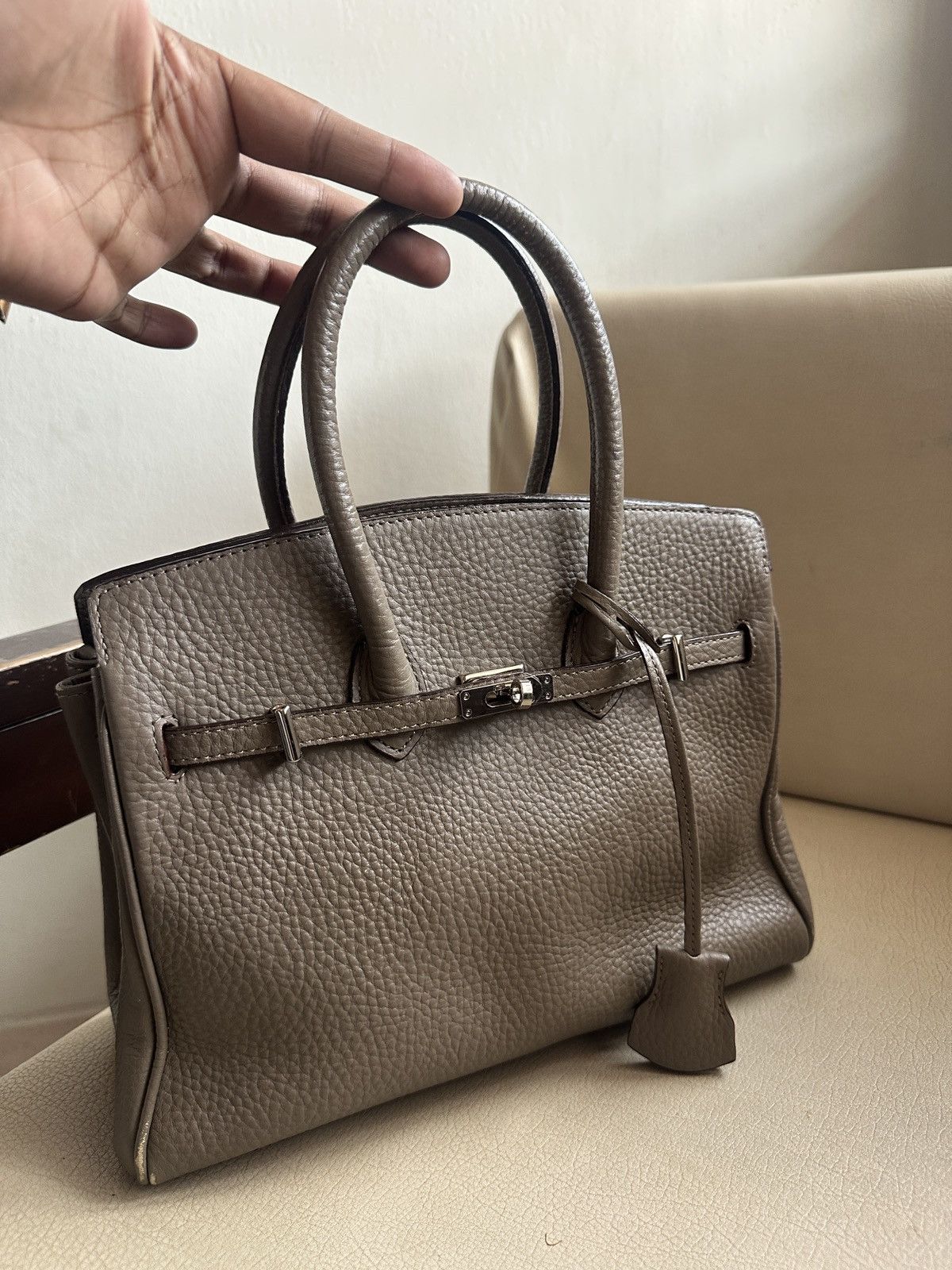Japanese Brand Custom made Leather Etoupe Birkin Bag Size ONE SIZE - 2 Thumbnail