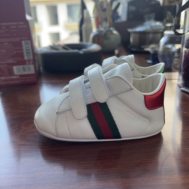 Gucci Gucci Ace Kids' White Leather Sneakers - Size US 5 / EU 37 - 1 Thumbnail