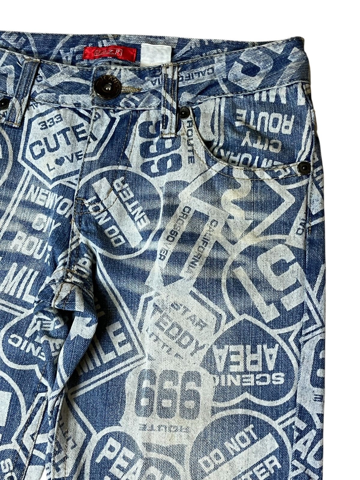 Le Grande Bleu (L.G.B.) Sick japanese subculture W.A.Z.P fullprint route 666 jeans Size US 30 / EU 46 - 5 Thumbnail