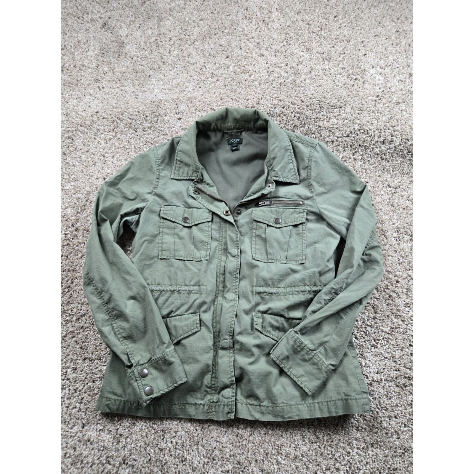 J.Crew J. Crew Military Jacket Womens Small Green Full Zip Pockets Lightweight Size S / US 4 / IT 40 - 2 Thumbnail