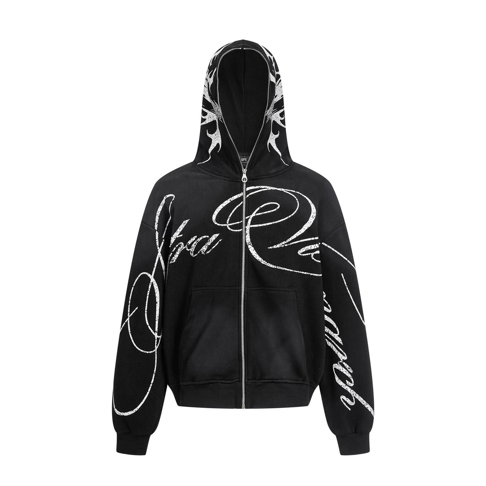 Japanese Brand y2k Style Letters Graphic Zip-Up Hooded Sweatshirt Size US M / EU 48-50 / 2 - 4 Thumbnail