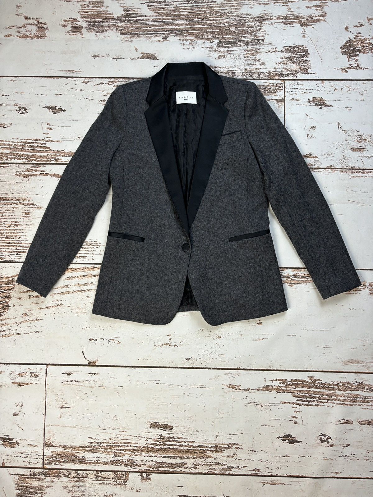 image of Sandro Paris Black Blazer Jacket, Women's (Size Small)