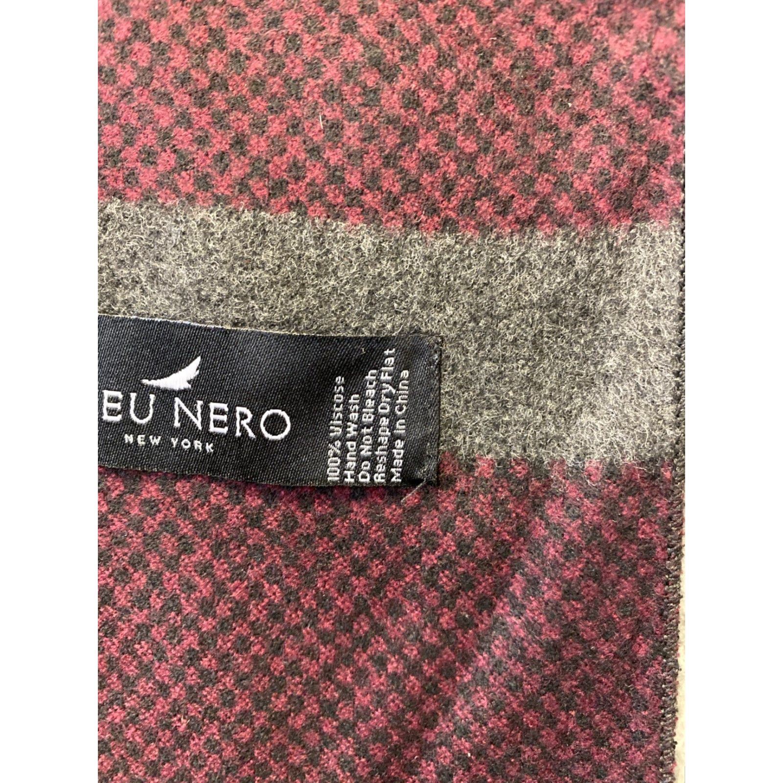 Vintage Bleu Nero New York Scarf Maroon Striped Viscose Winter Unisex /0160 Size ONE SIZE - 3 Thumbnail