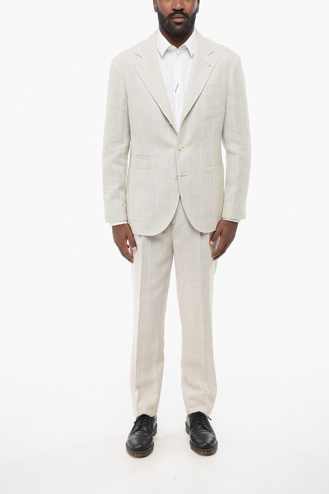 Brunello Cucinelli og1mm0725 Linen Blend Slim Fit Blazer in Beige Size US S / EU 44-46 / 1 - 5 Thumbnail
