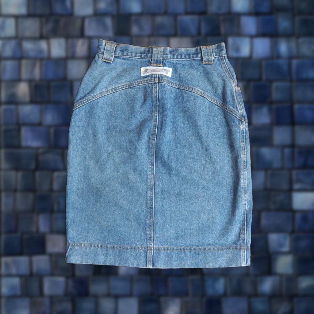 Krizia VINTAGE Krizia Denim Glam Y2k Tiger 27W Skirt Womens 8 80s 90s Blue Blue Denim Glam Rock 27W Women’s 8 Size 27" / US 4 / IT 40 - 1 Thumbnail