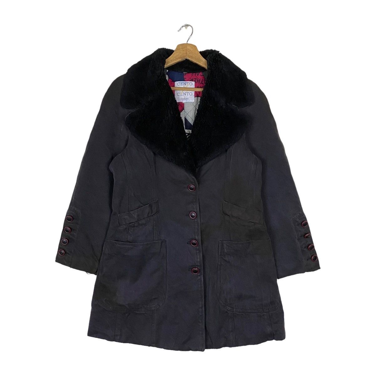 image of Vintage Cento X Cento By Iceberg Italy Double Breasted Fur in Black, Women's (Size Medium)