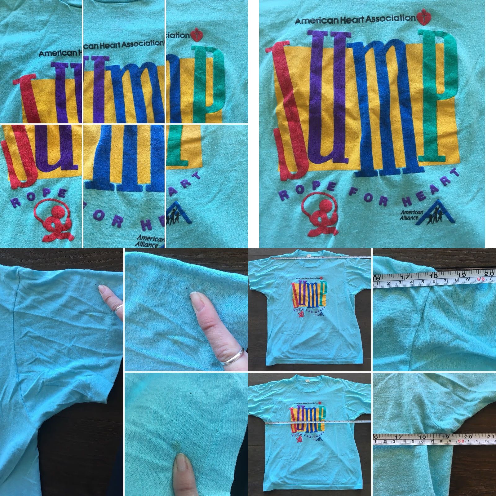 Vintage VINTAGE Screen Stars Shirt Men L Blue Jump Rope For Heart 80s Graphic Tee 1980s American Heart Association Size US L / EU 52-54 / 3 - 8 Thumbnail