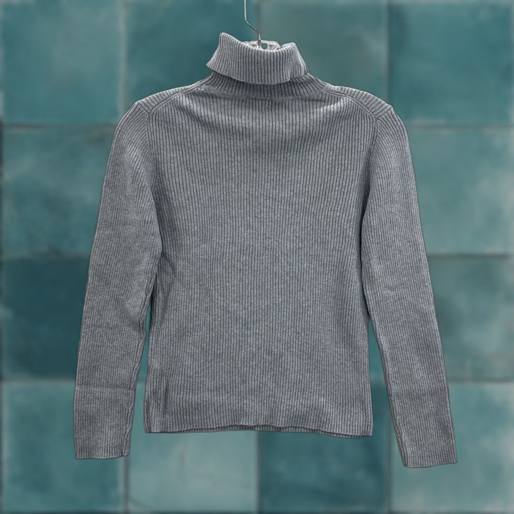 Faded Glory VINTAGE Y2K Turtleneck Sweater Womens Small Grey Rib Knit Pullover Long Sleeve, Faded Glory, Cotton, Grunge - S Size S / US 4 / IT 40 - 1 Thumbnail