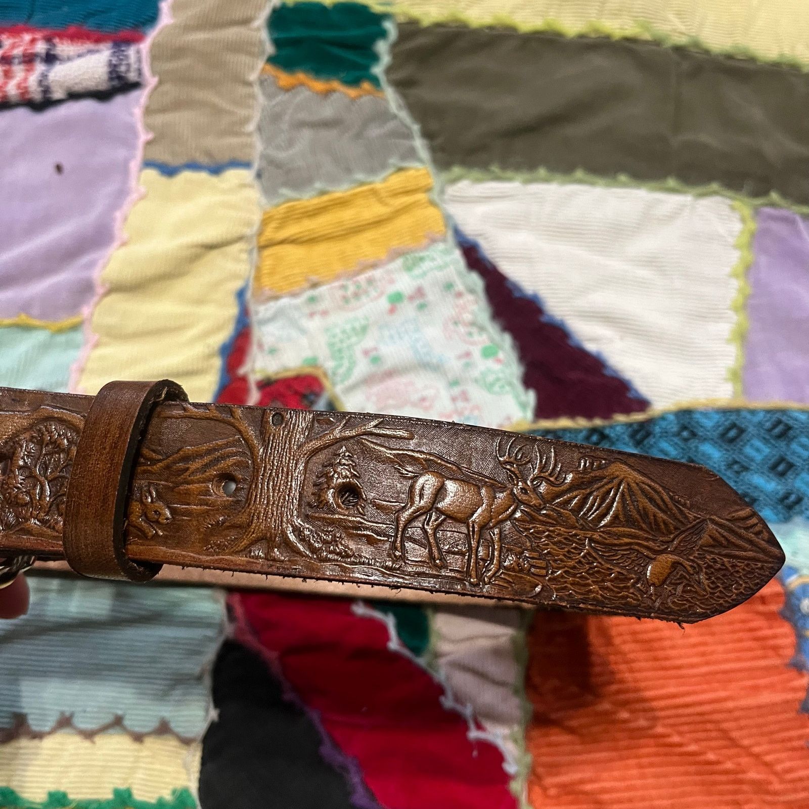 Other Papucho Carved Animals in Nature Brown Leather Belt Size ONE SIZE - 3 Thumbnail