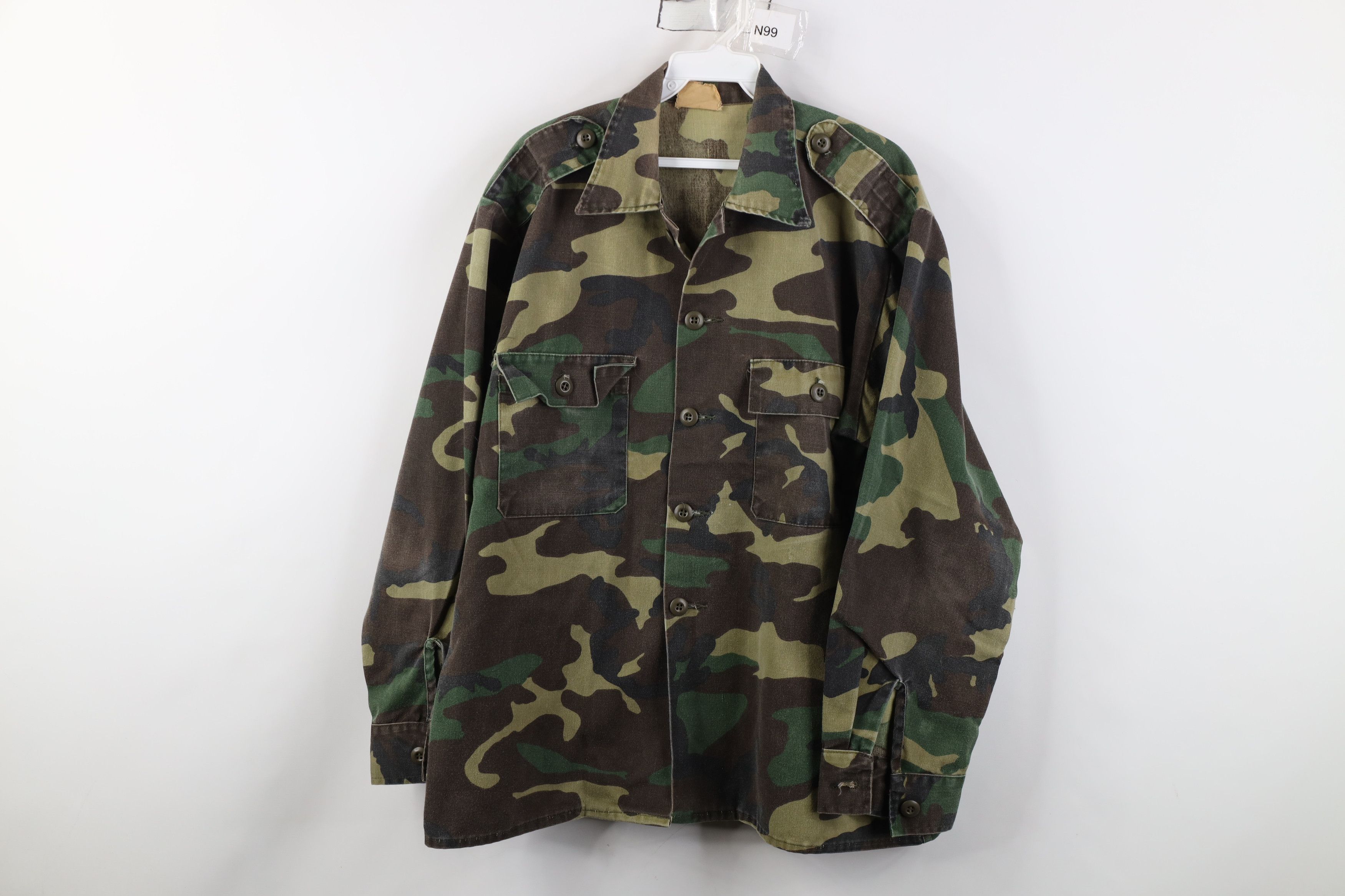 Vintage Vintage 70s Military Camouflage Combat Field Shirt Jacket Size US L / EU 52-54 / 3 - 1 Thumbnail