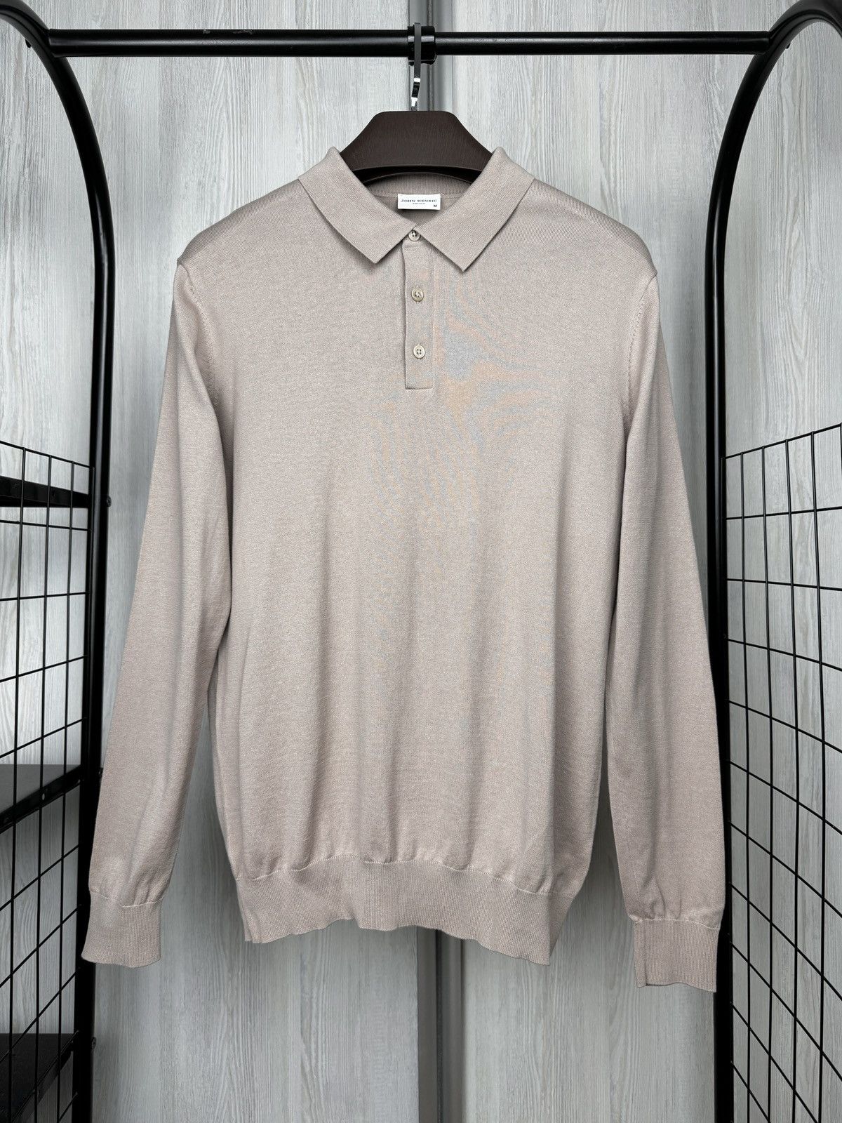Other John Henric Sweden Cotton-Silk Knitted Long Sleeve Polo sz M Size US M / EU 48-50 / 2 - 2 Thumbnail